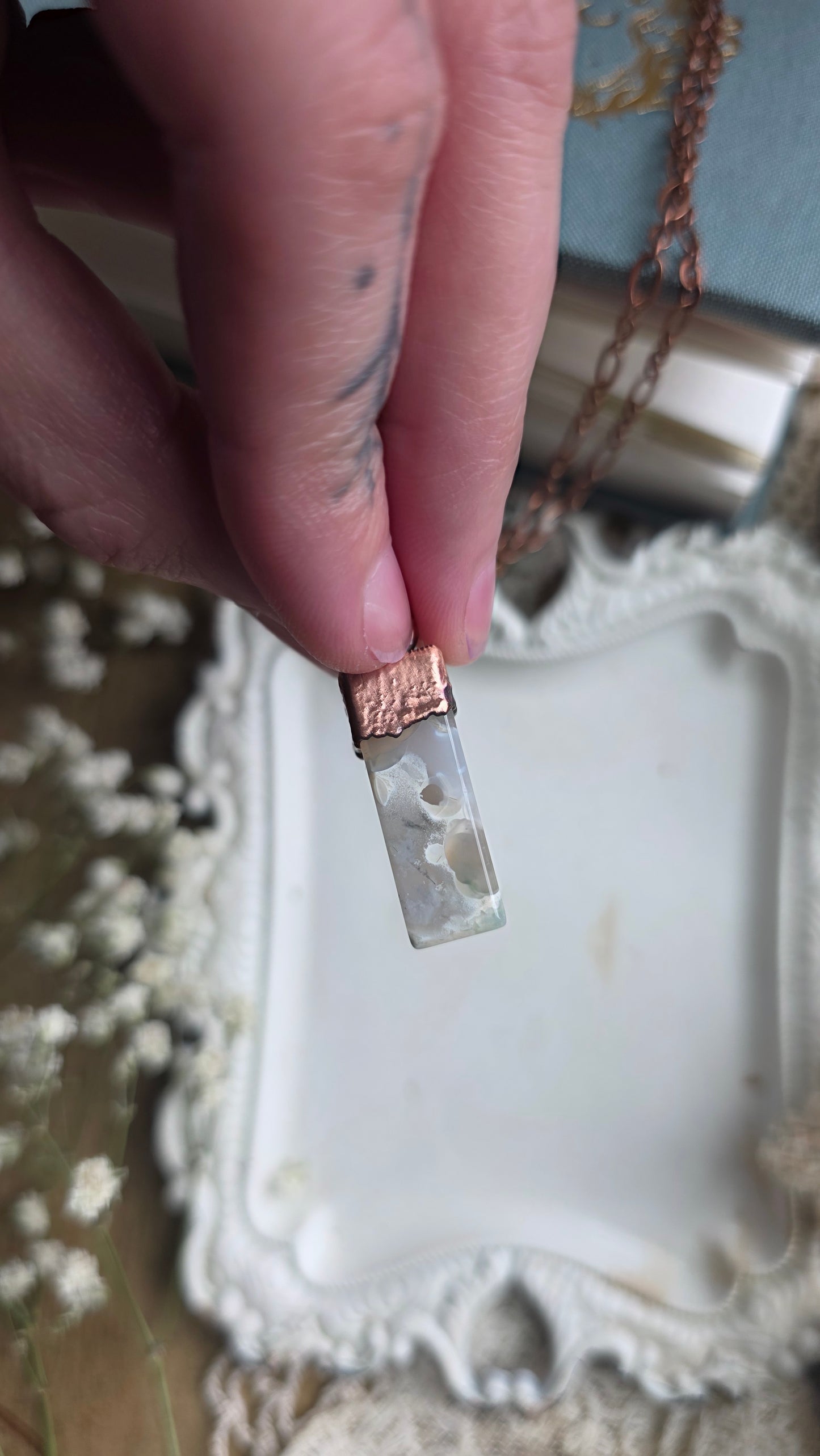 Ocean Jasper rectangle copper necklace