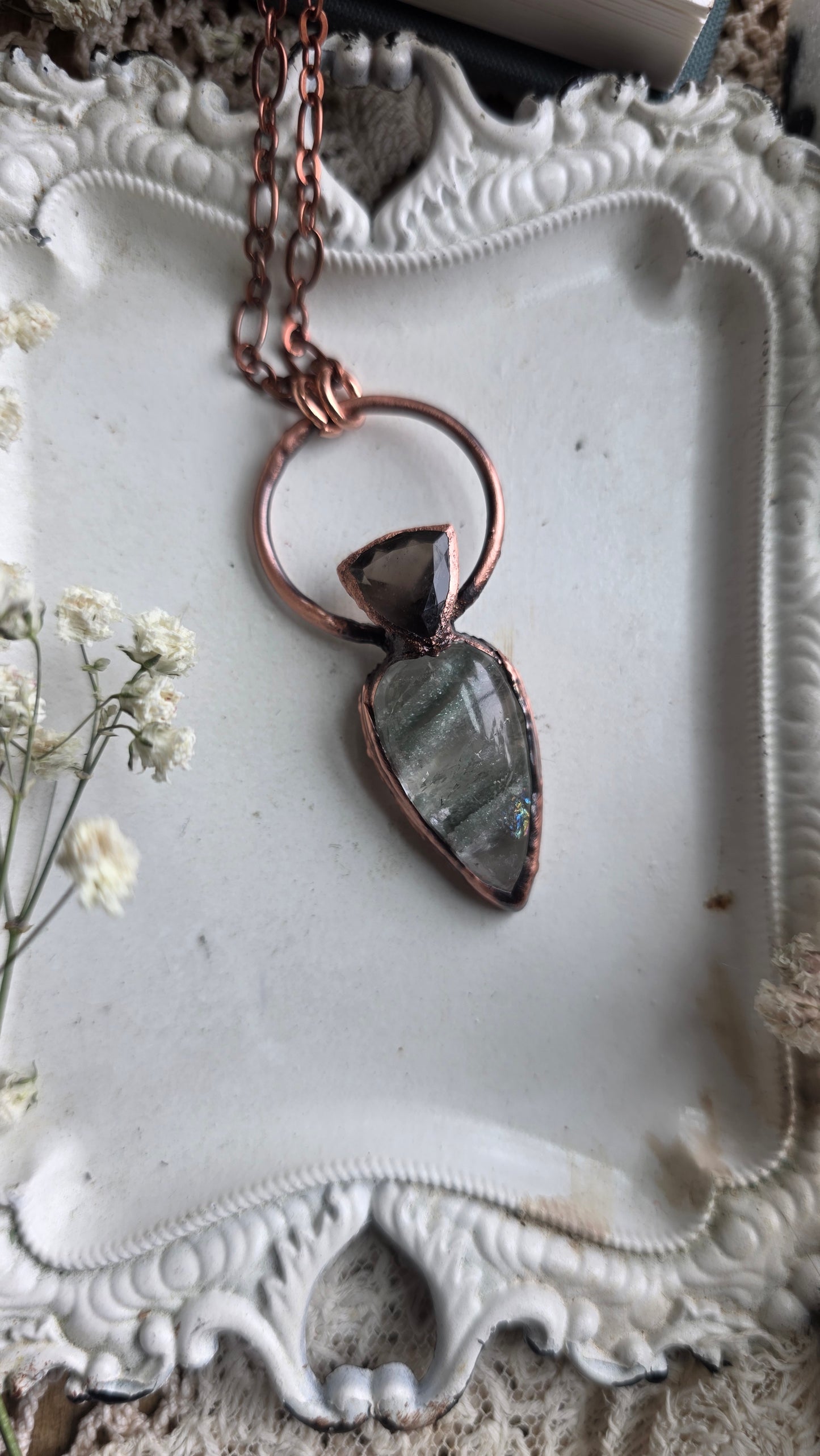 Phantom Quartz with Colombianite Copper Pendant