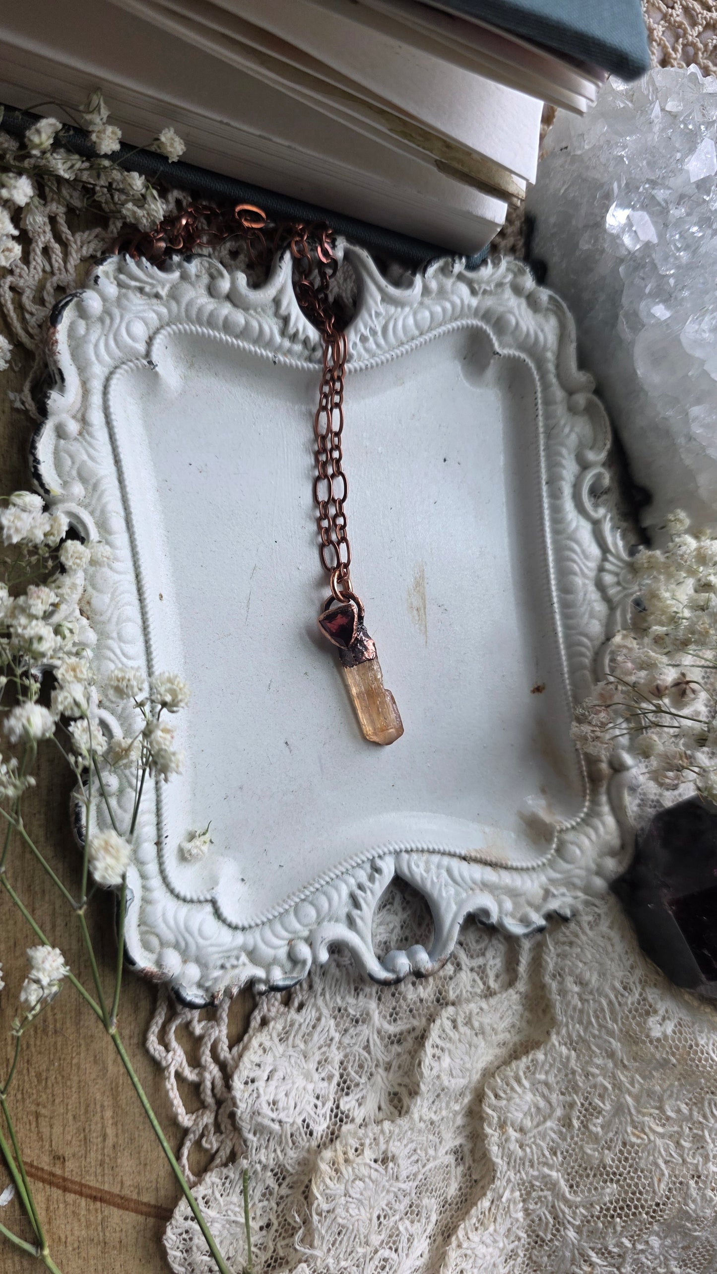 Imperial Topaz with Garnet Copper Necklace