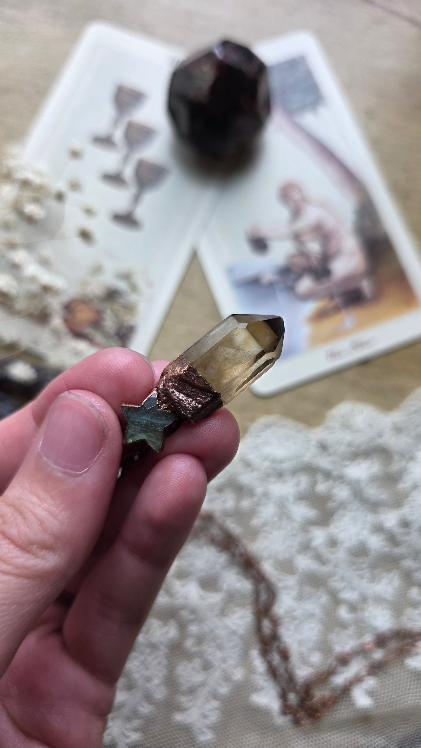 Smokey Citrine and Labradorite Star Copper Necklace