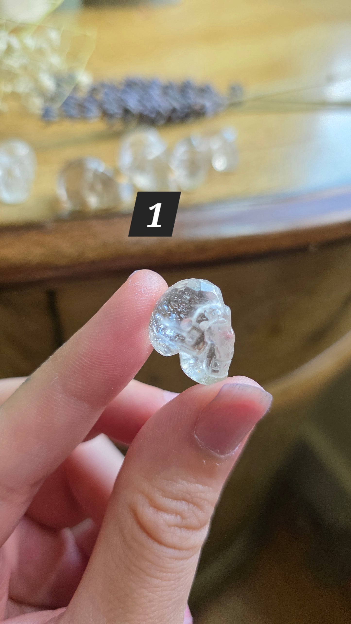 Faceted quartz skull bead necklace