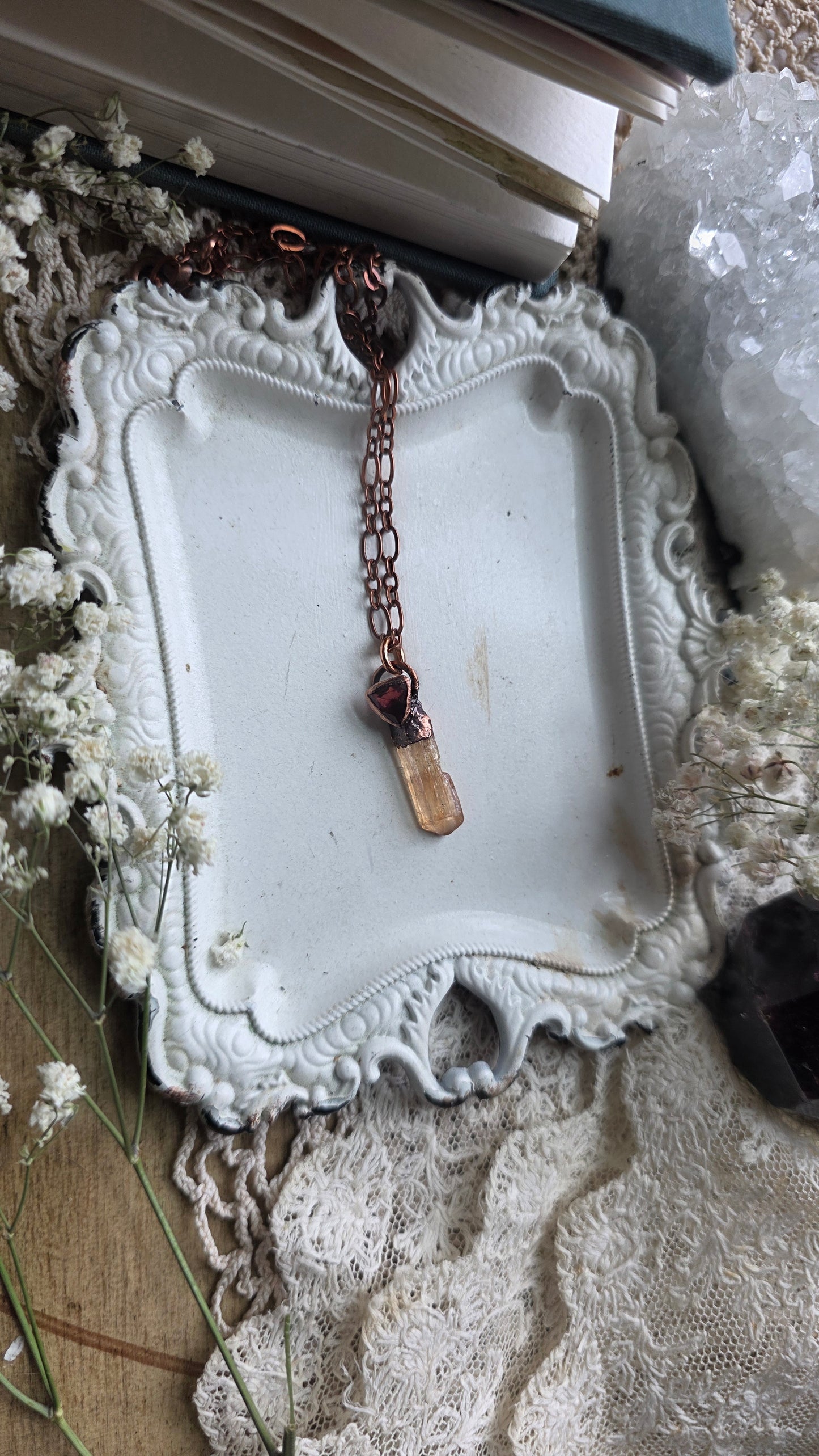 Imperial Topaz with Garnet Copper Necklace