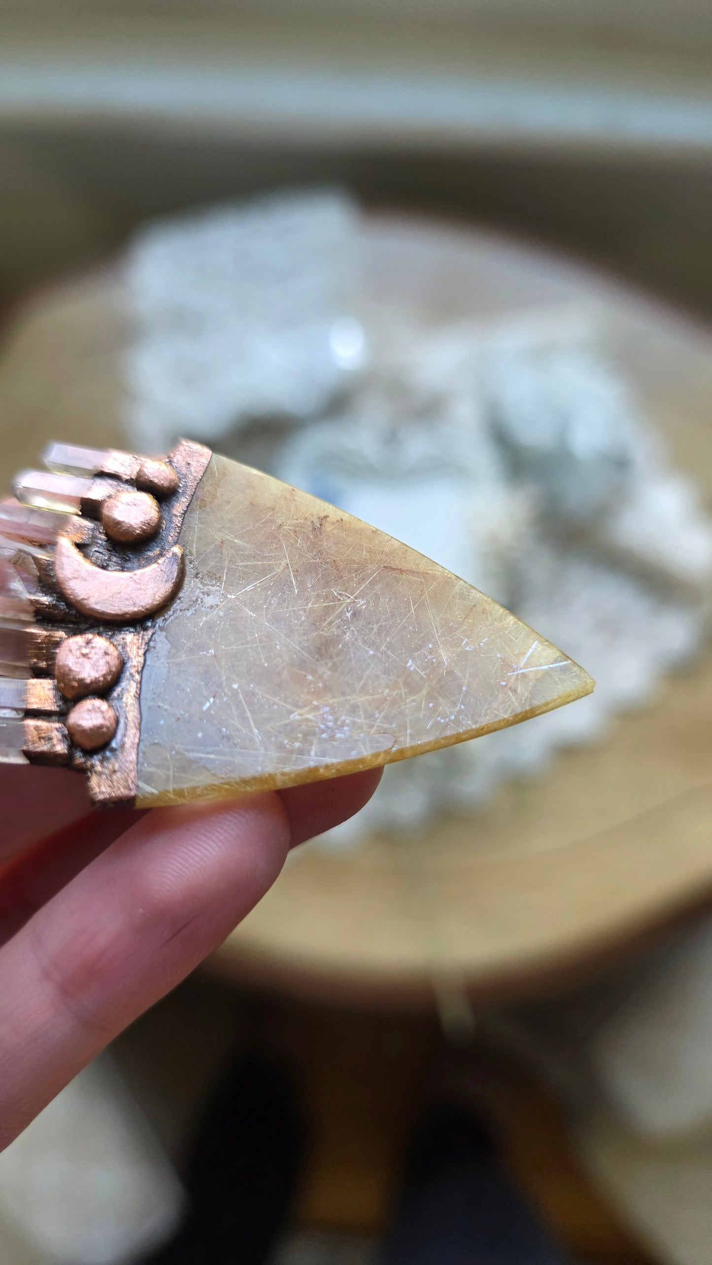 The High Priestess: Golden Rutilated Quartz Stardust Pendant
