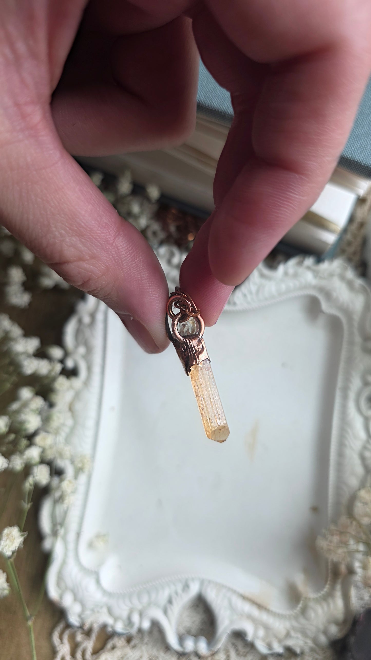 Imperial Topaz with Aquamarine Copper Necklace