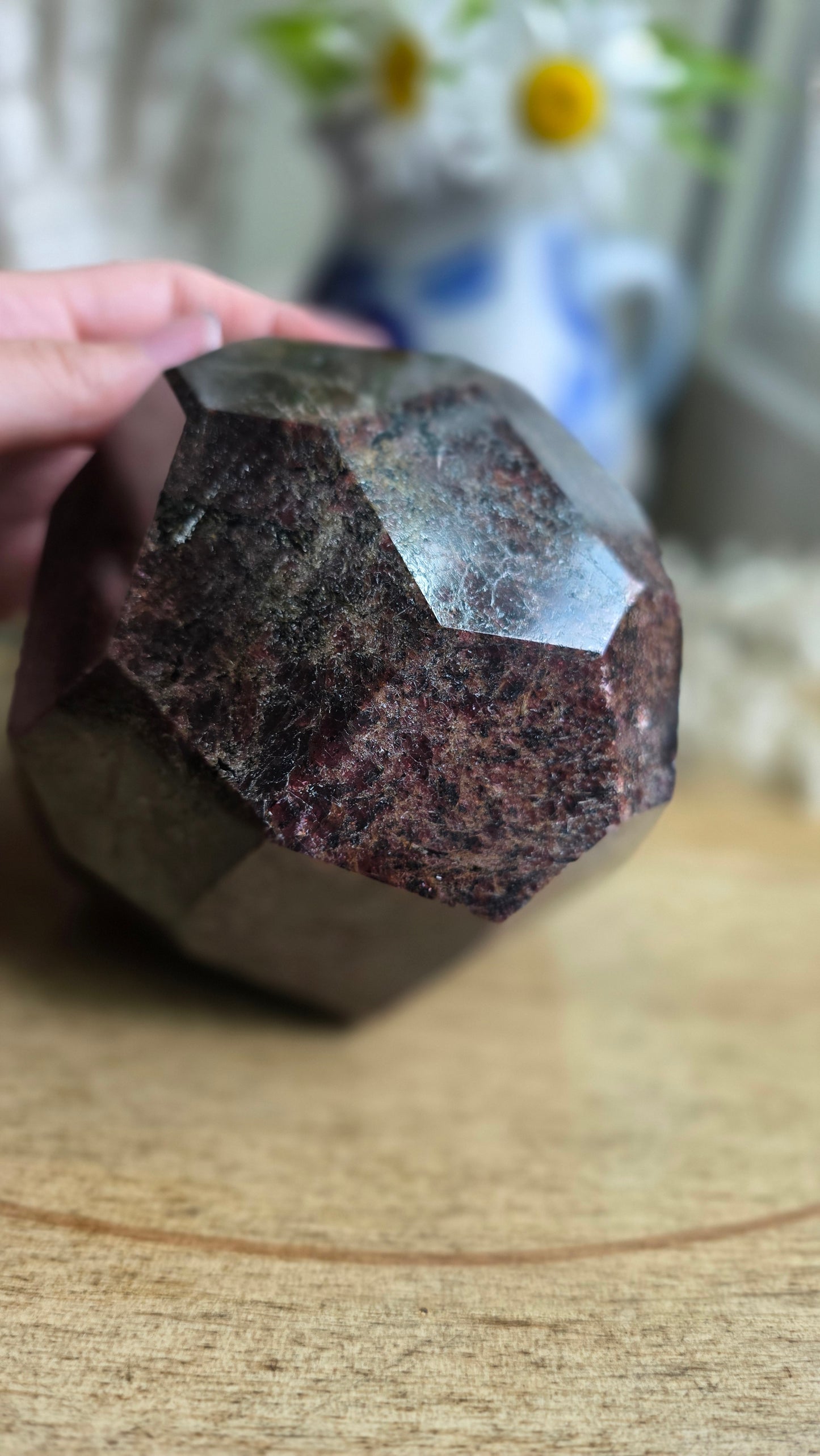 Large polished garnet dodecahedron
