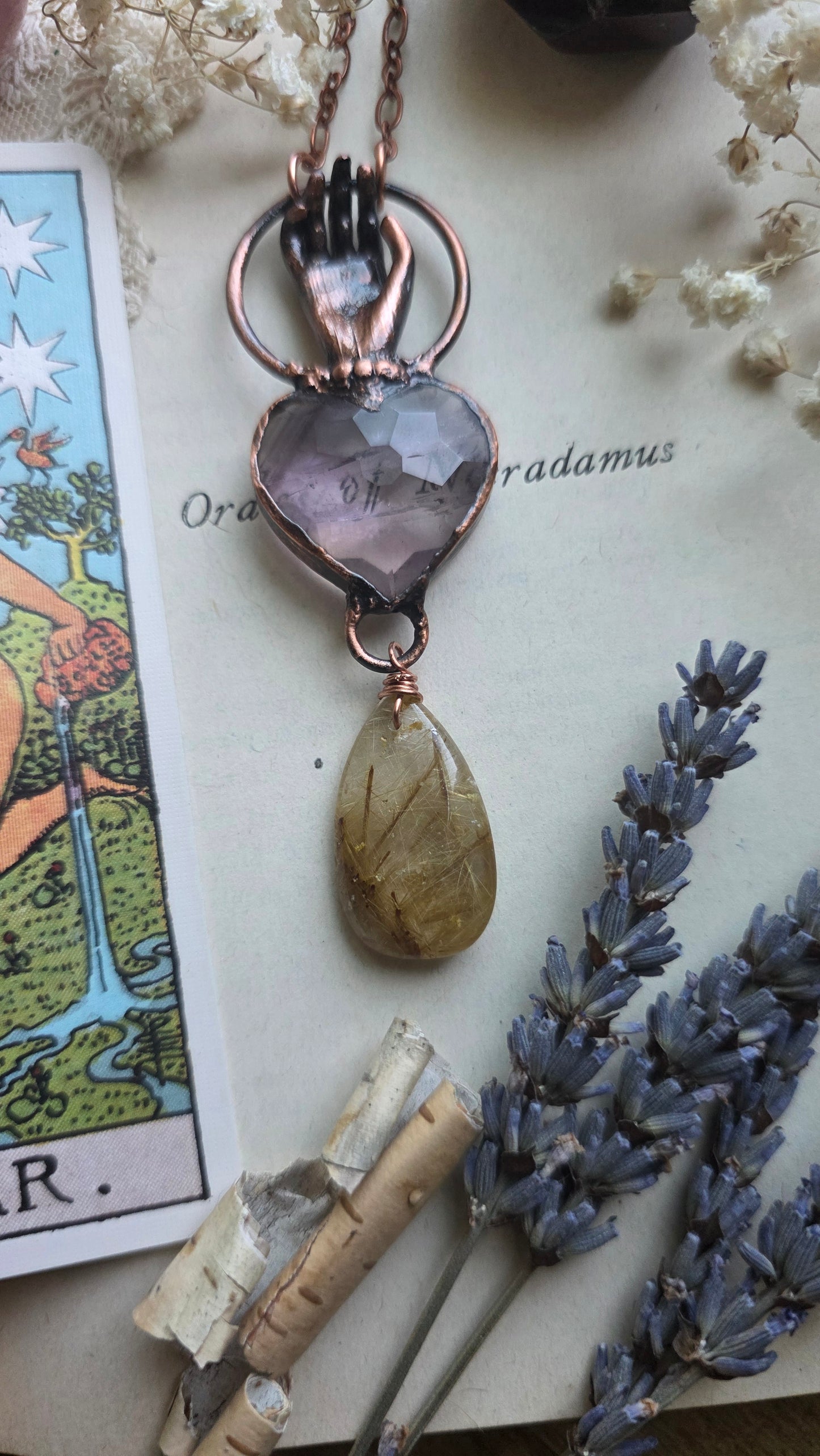 The Seer: Ametrine Heart with Rutilated Quartz