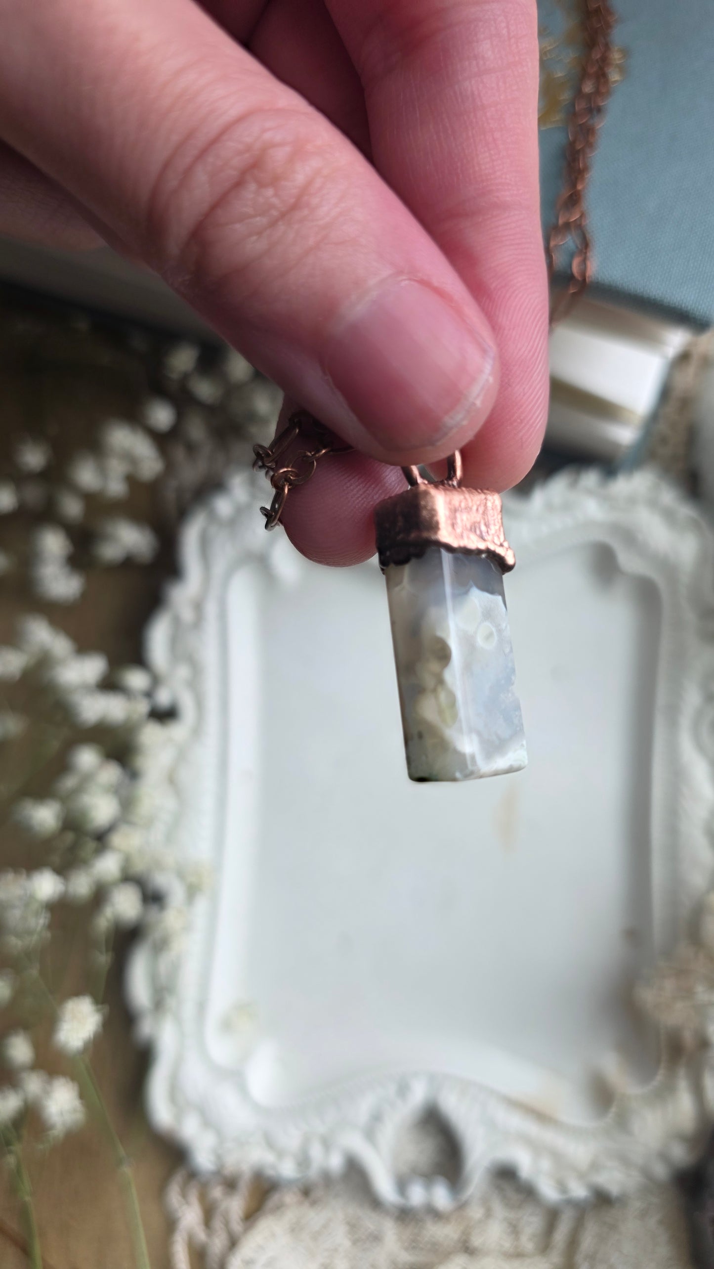 Ocean Jasper rectangle copper necklace