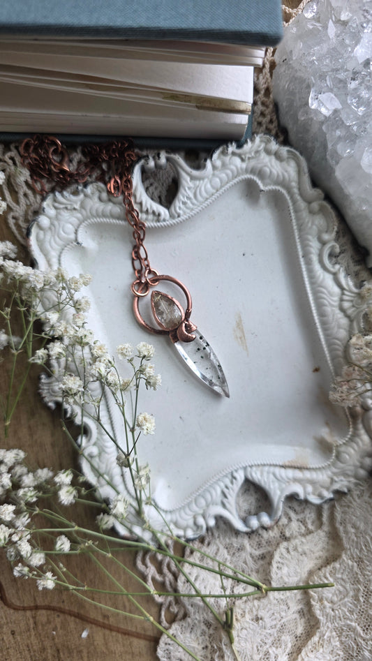 Hematite in Quartz with Rutilated Quartz Copper Necklace