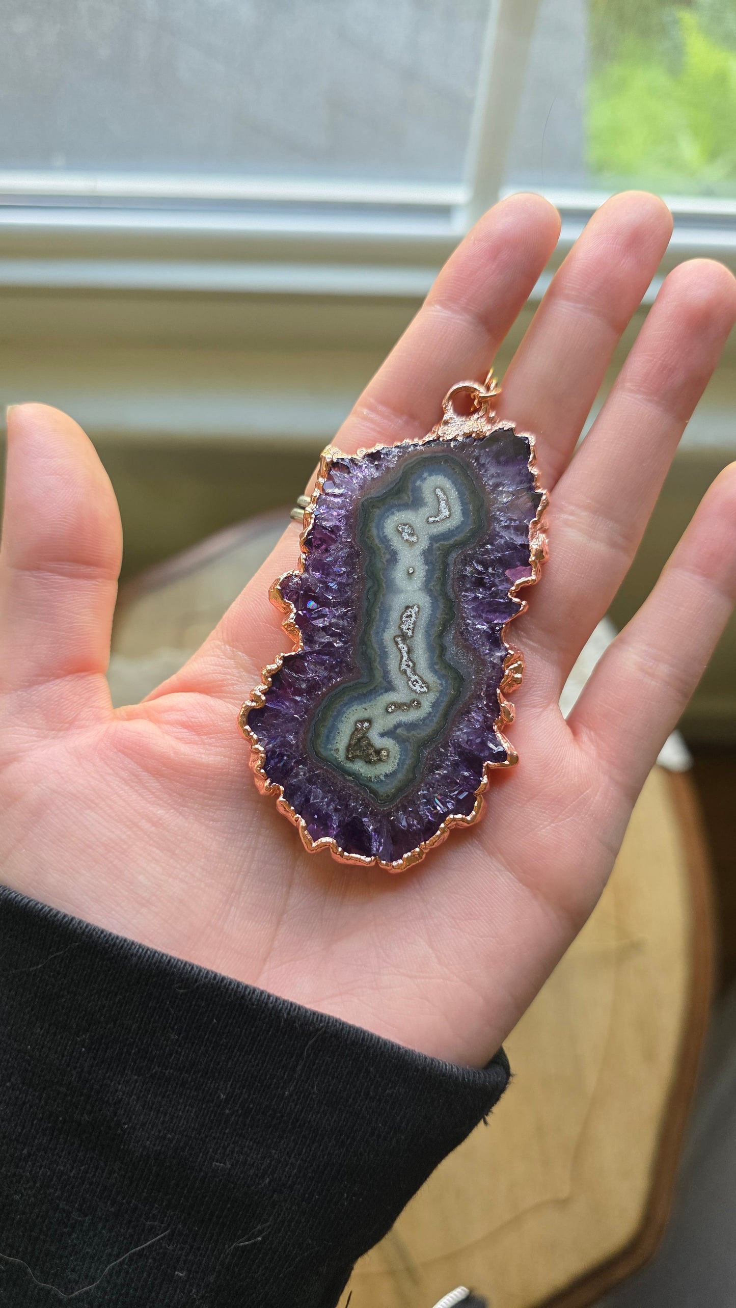 Large Amethyst Stalctite Copper Necklace
