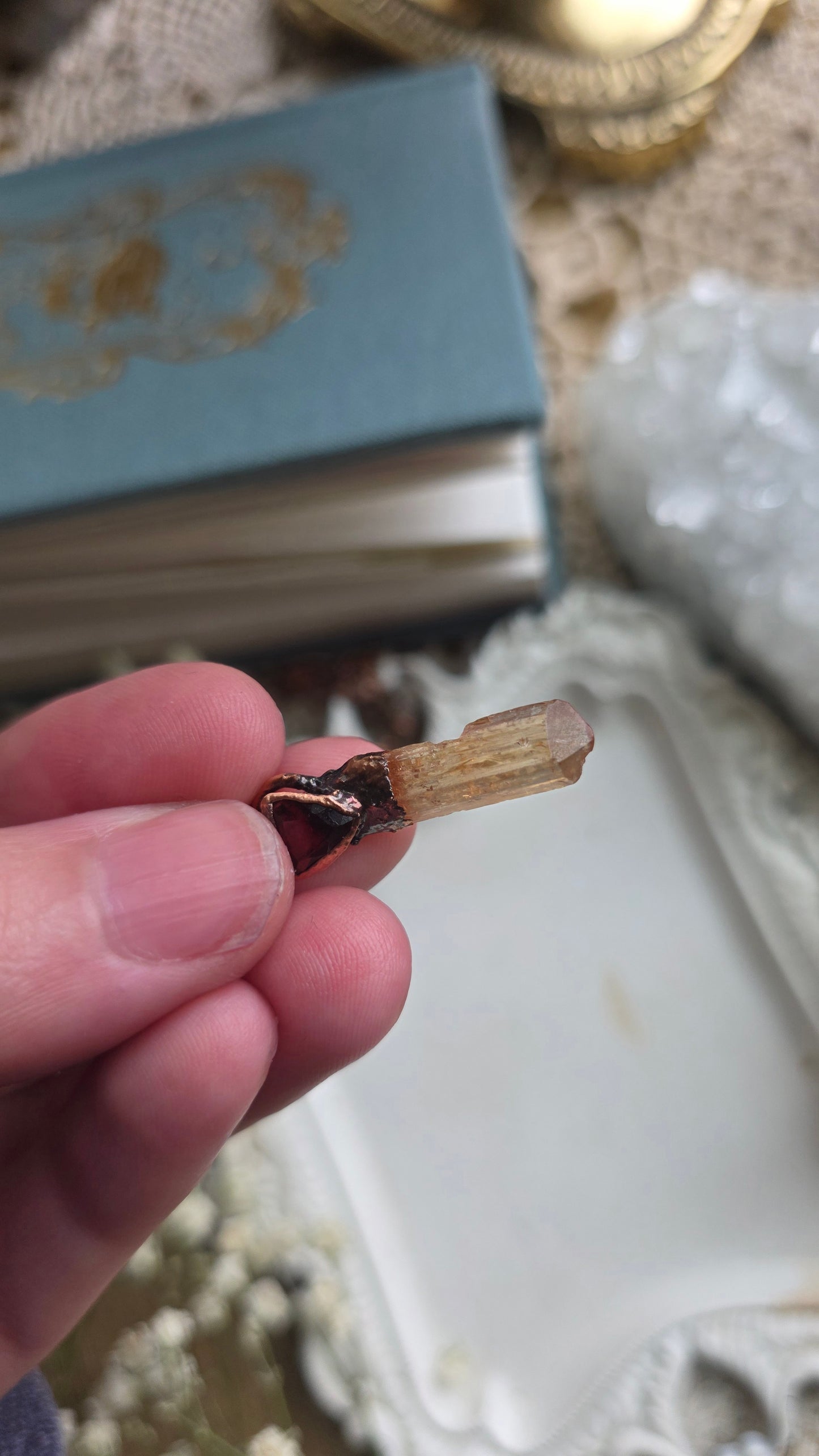 Imperial Topaz with Garnet Copper Necklace