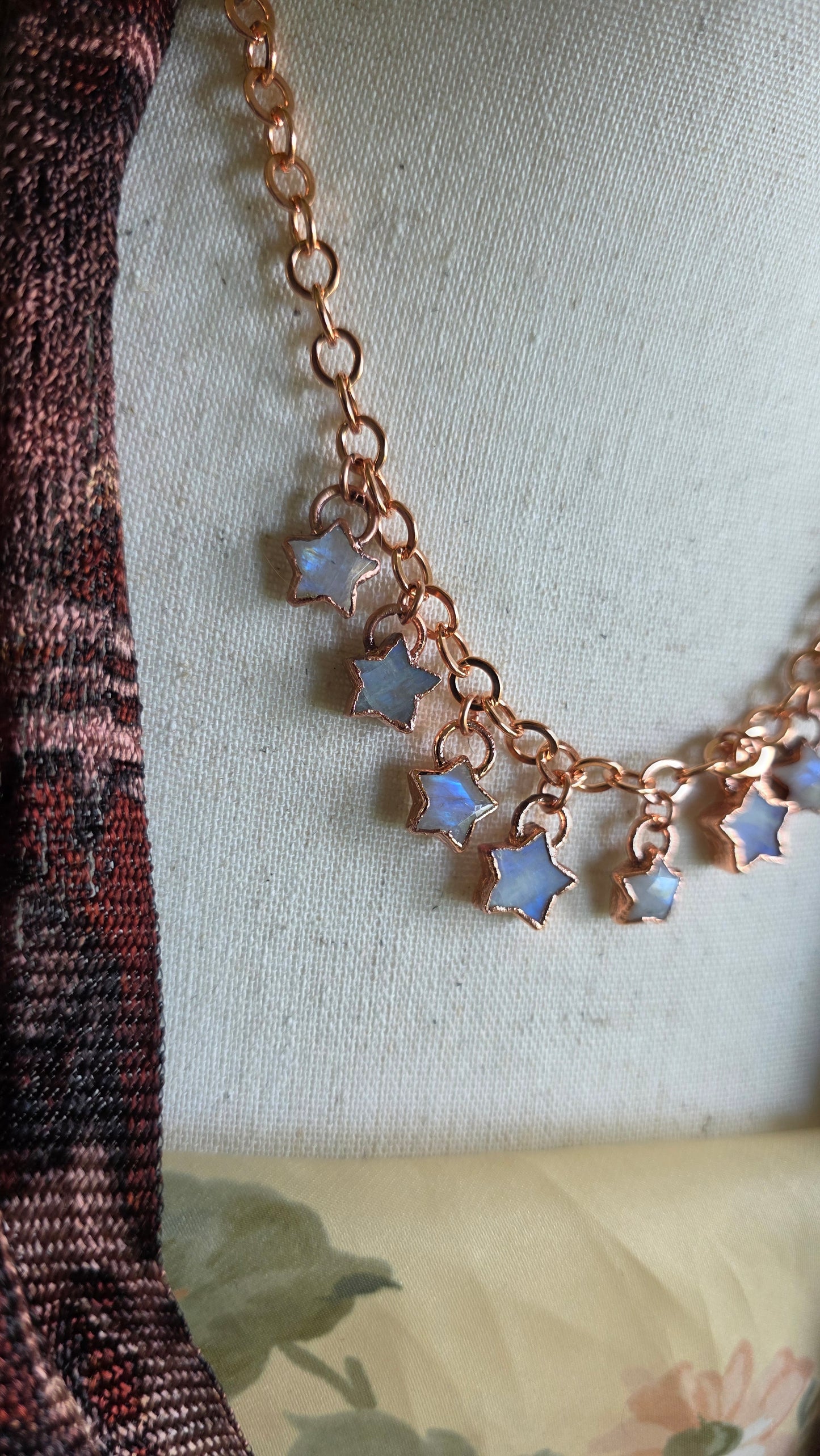 The High Priestess: Moonstone Star Copper Statement Necklace