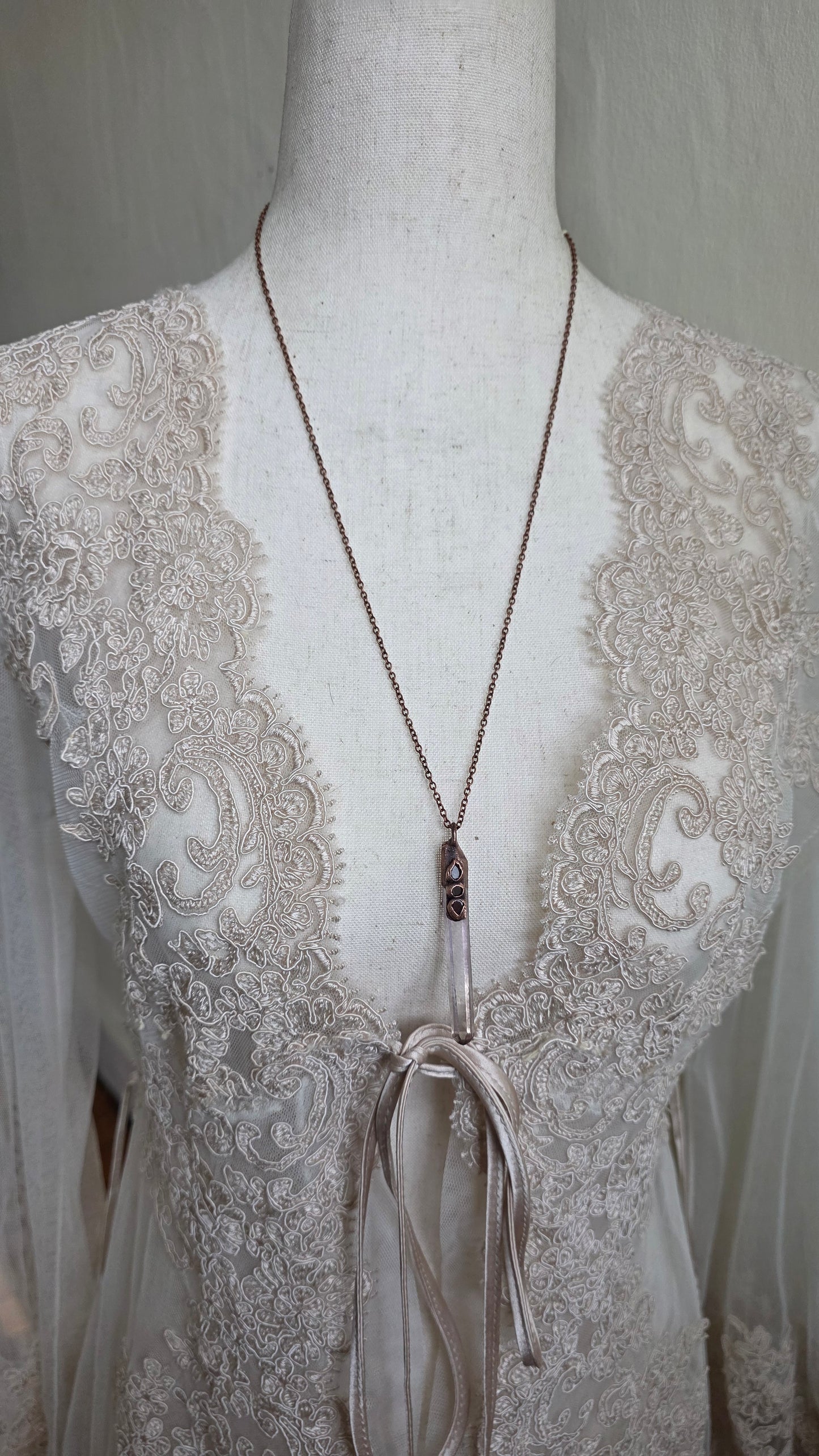 Singing Smokey Quartz with Garnet Copper Pendant