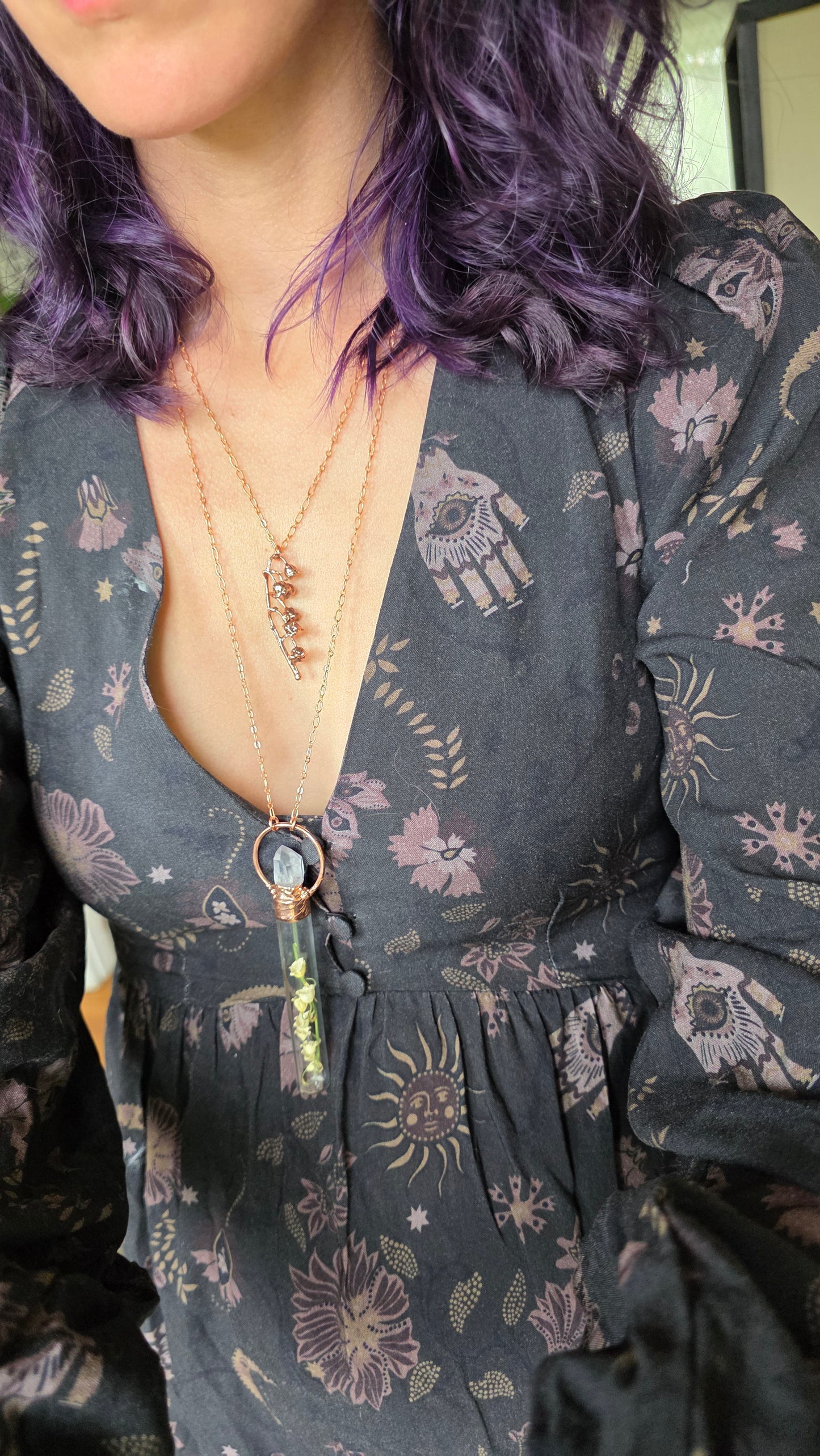 Copper Encased Lily of the Valley Necklace