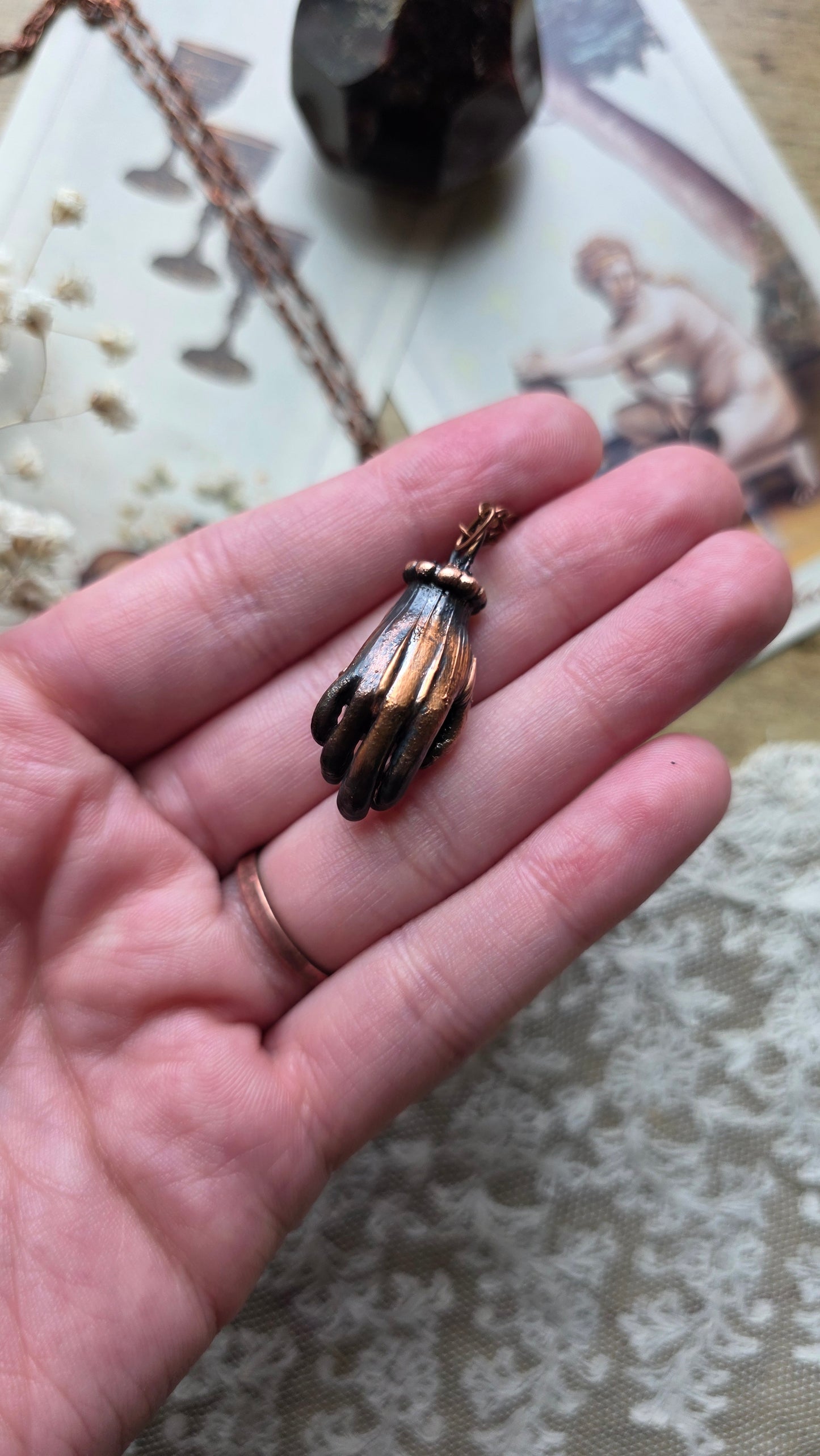 Labradorite Star in Hand Copper Necklace