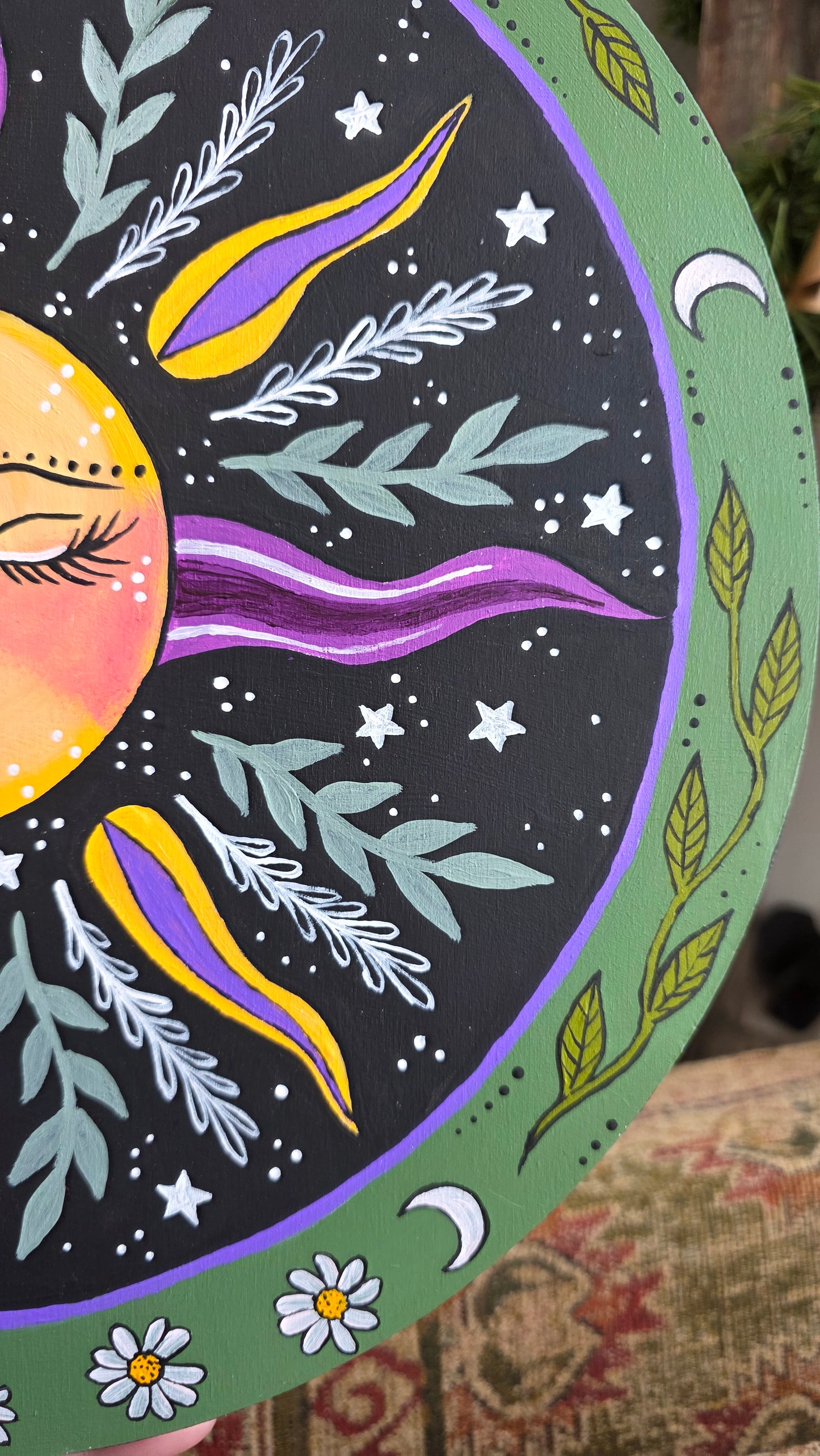 Spring Sun Acrylic on Wood Original Painting