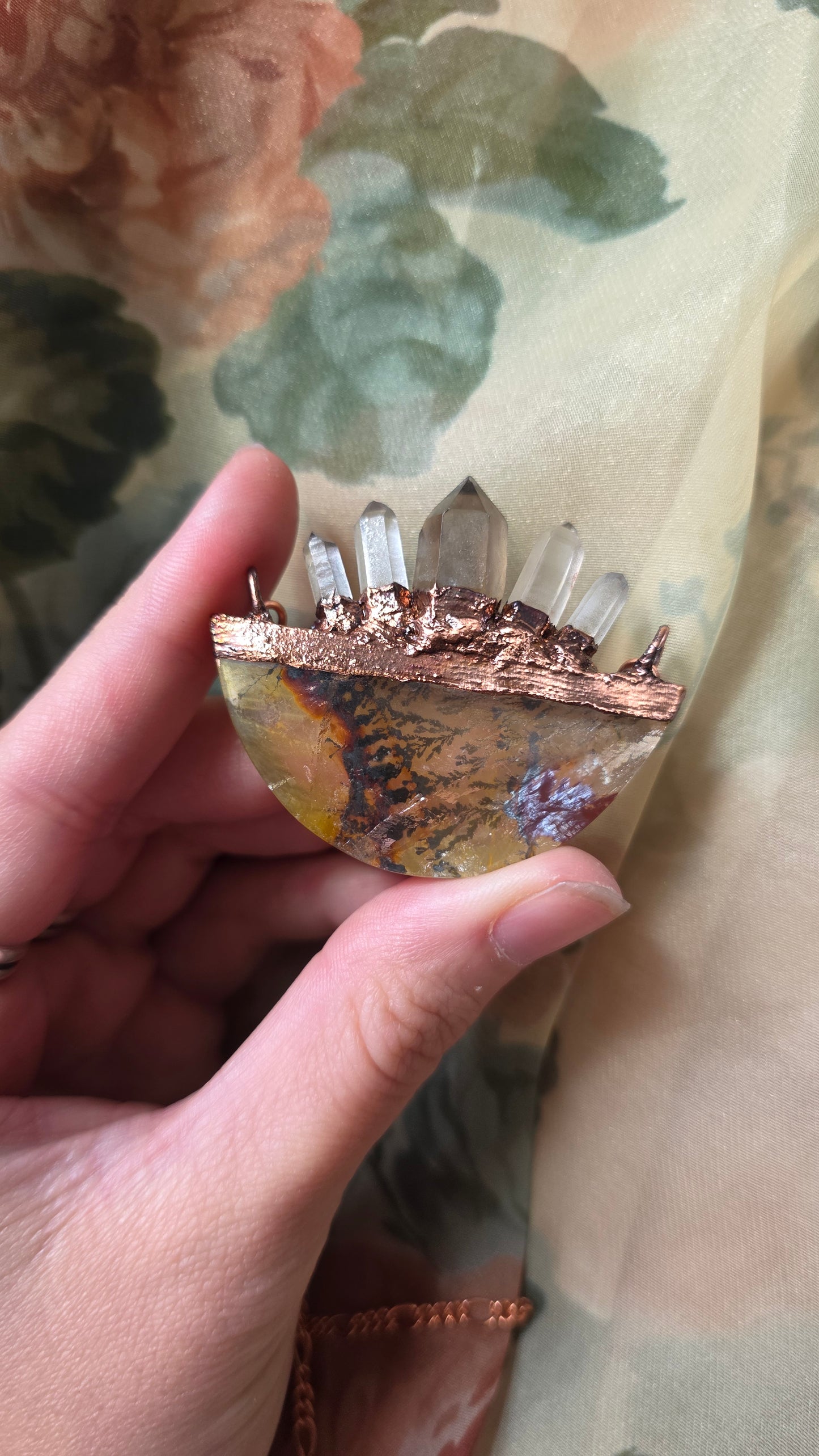 Dendritic Quartz Crowned Copper Necklace