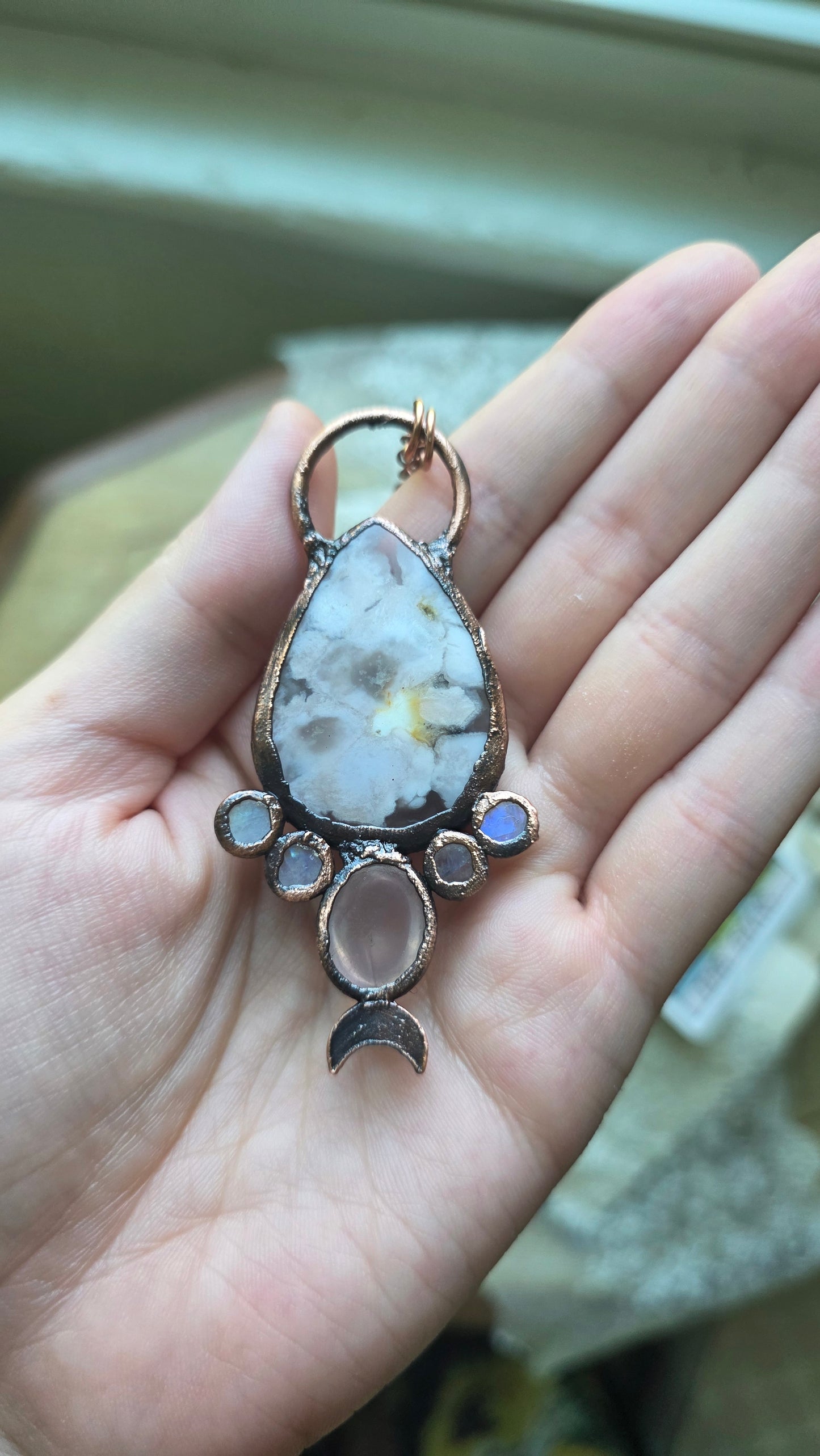 Floral Love: Flower Agate with Moonstone and Rose Quartz
