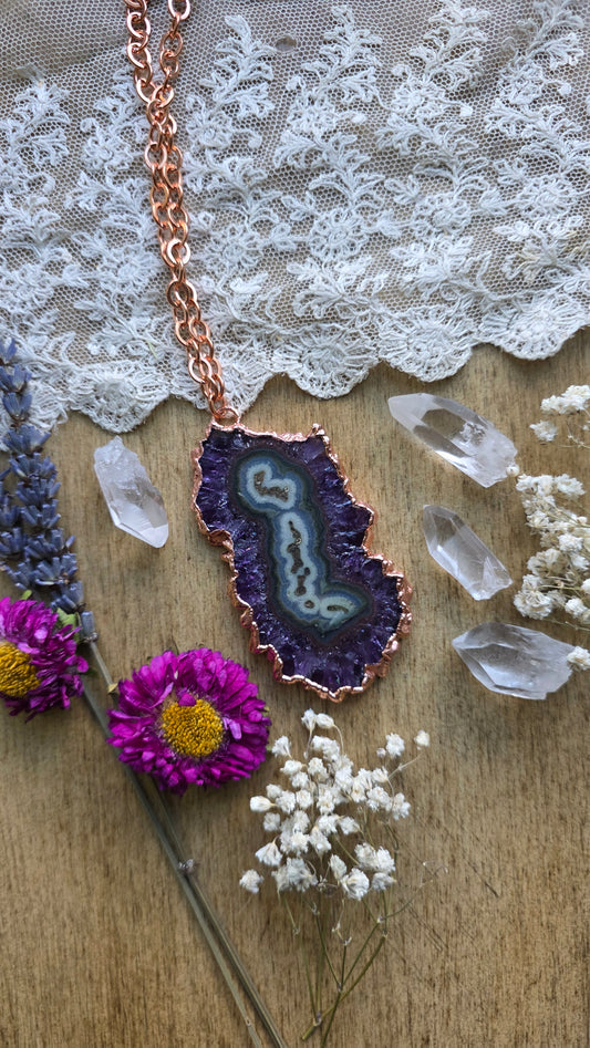 Large Amethyst Stalctite Copper Necklace