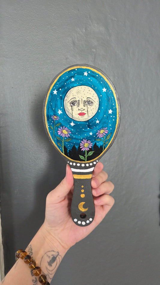 Hand Painted Wooden Hand Mirror