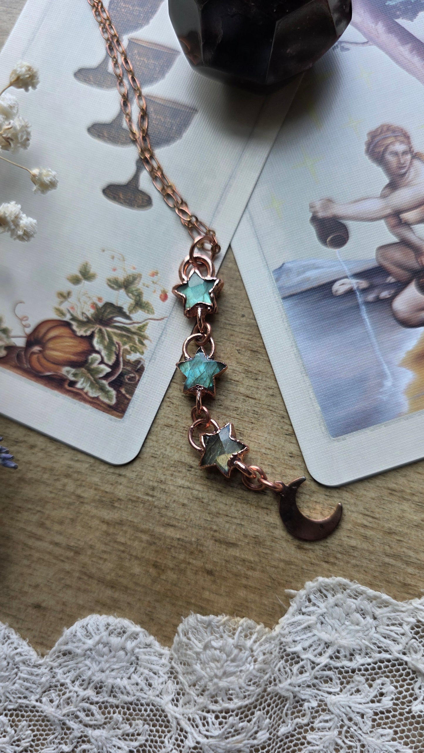 Triple Labradorite Star Copper Necklace