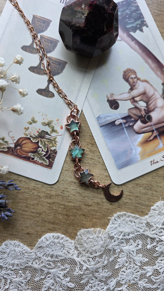 Triple Labradorite Star Copper Necklace