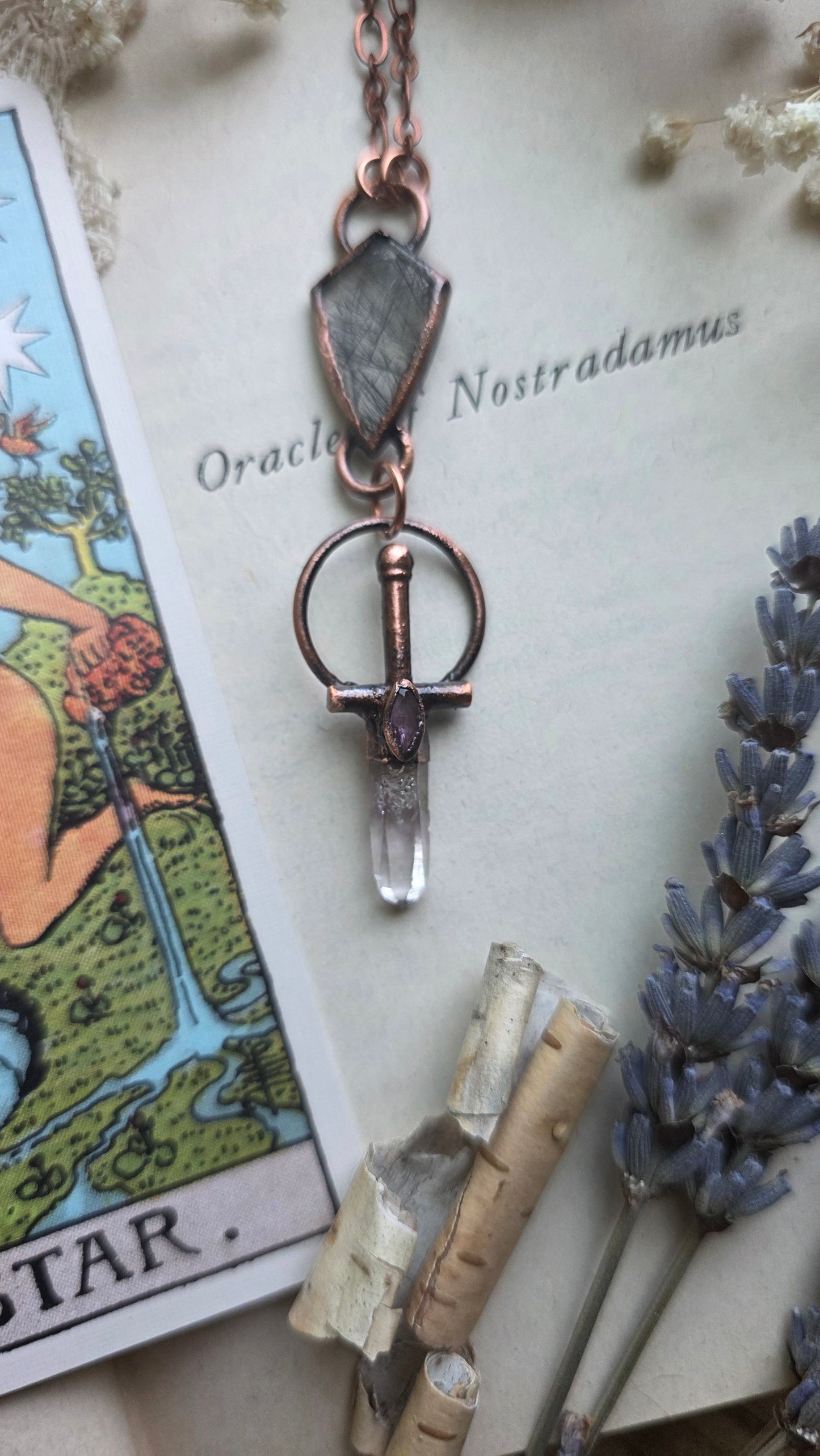 Valor: Vera Cruz Mini Sword with Pink Sapphire, and Tourmalinated Quartz