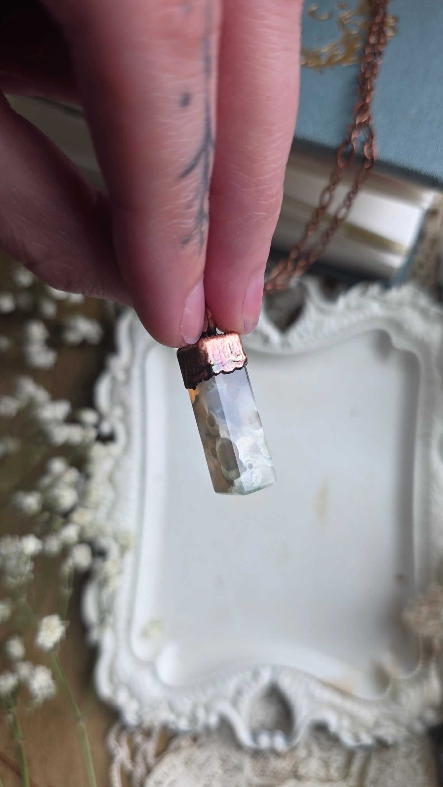 Ocean Jasper rectangle copper necklace