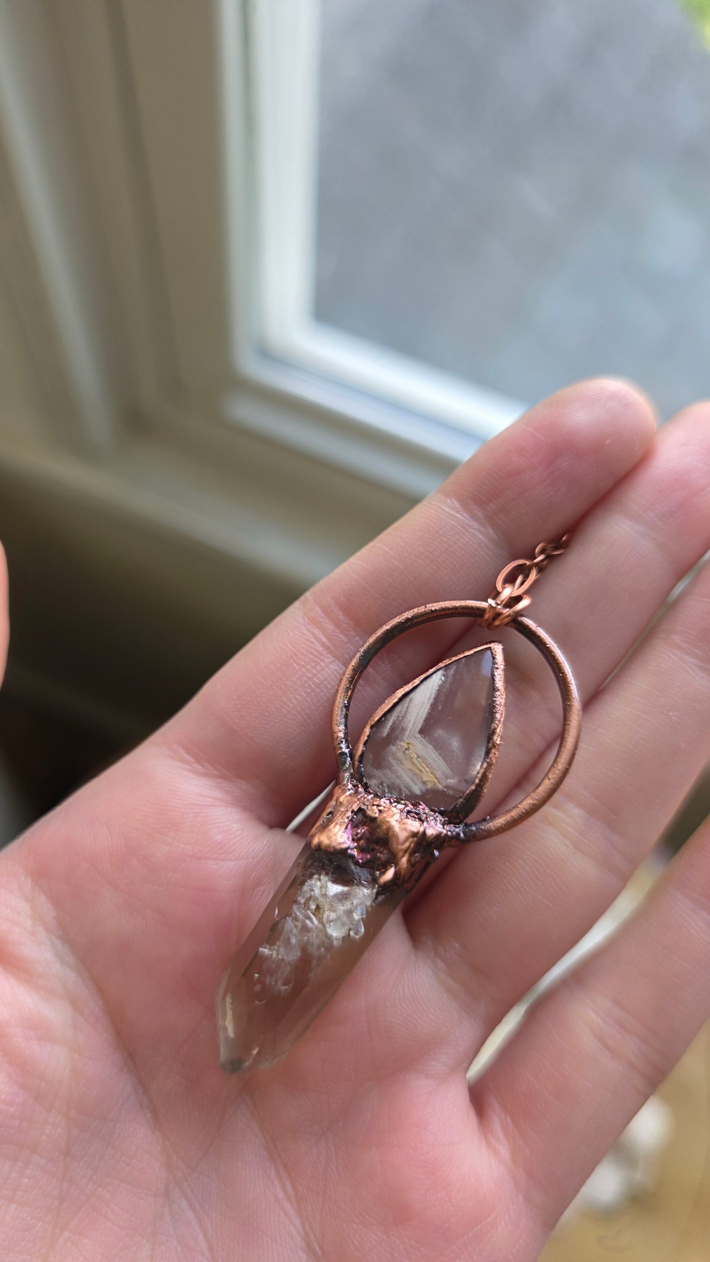 The High Priestess: Smokey Citrine with Lithium Quartz Copper Necklace