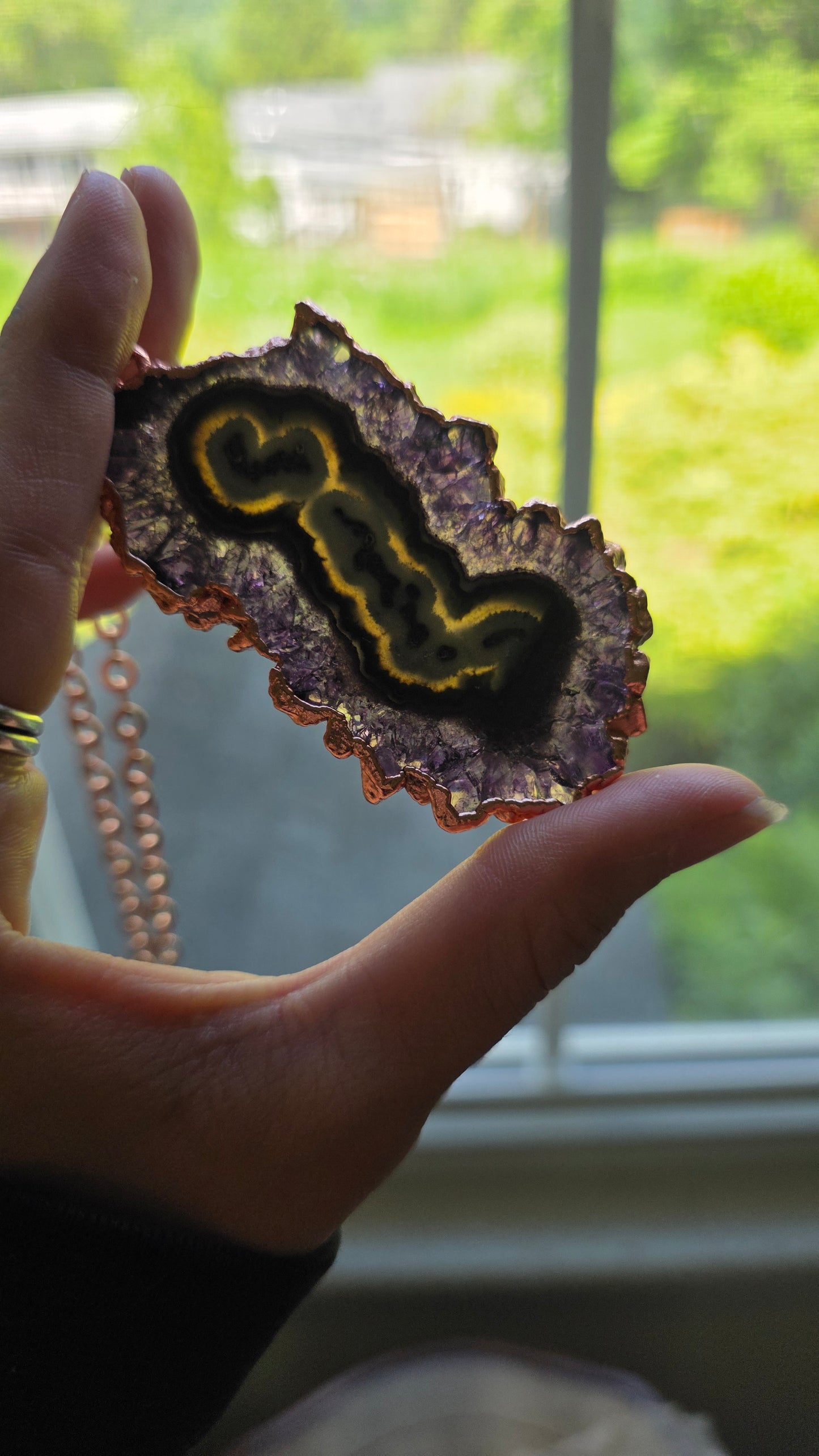 Large Amethyst Stalctite Copper Necklace