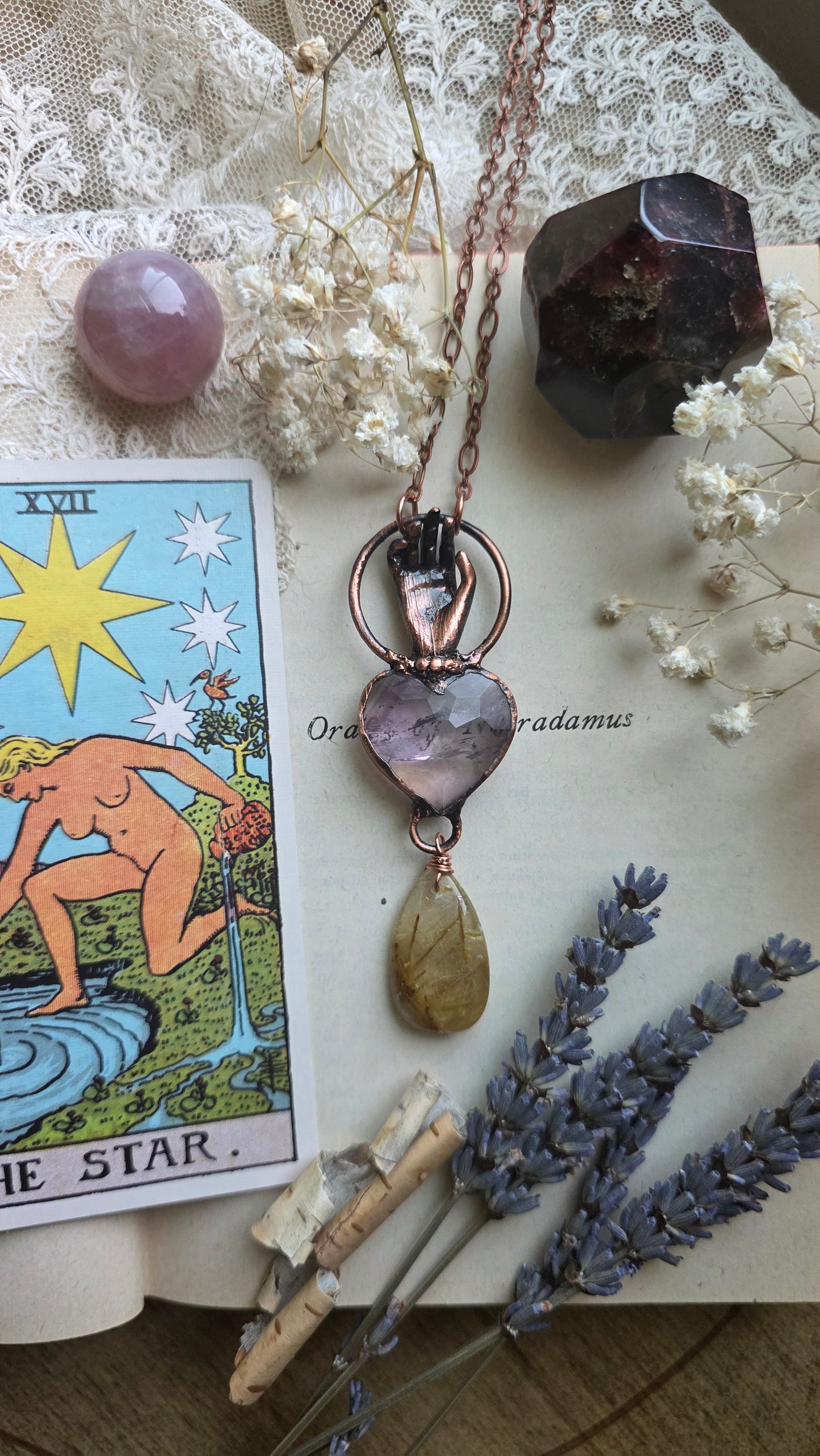 The Seer: Ametrine Heart with Rutilated Quartz