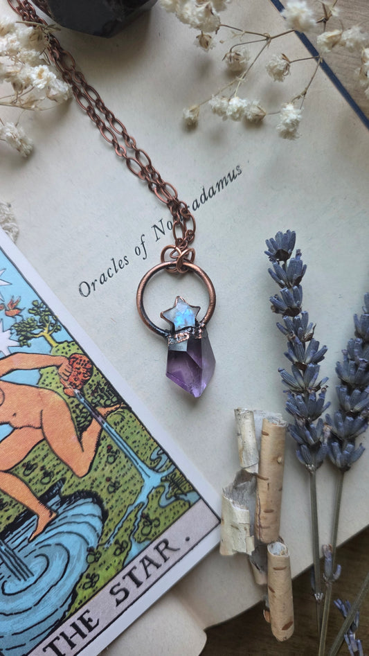 Star Charmer: Phantom Amethyst with Moonstone Star