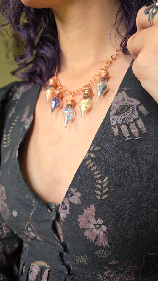 Floral vial copper choker