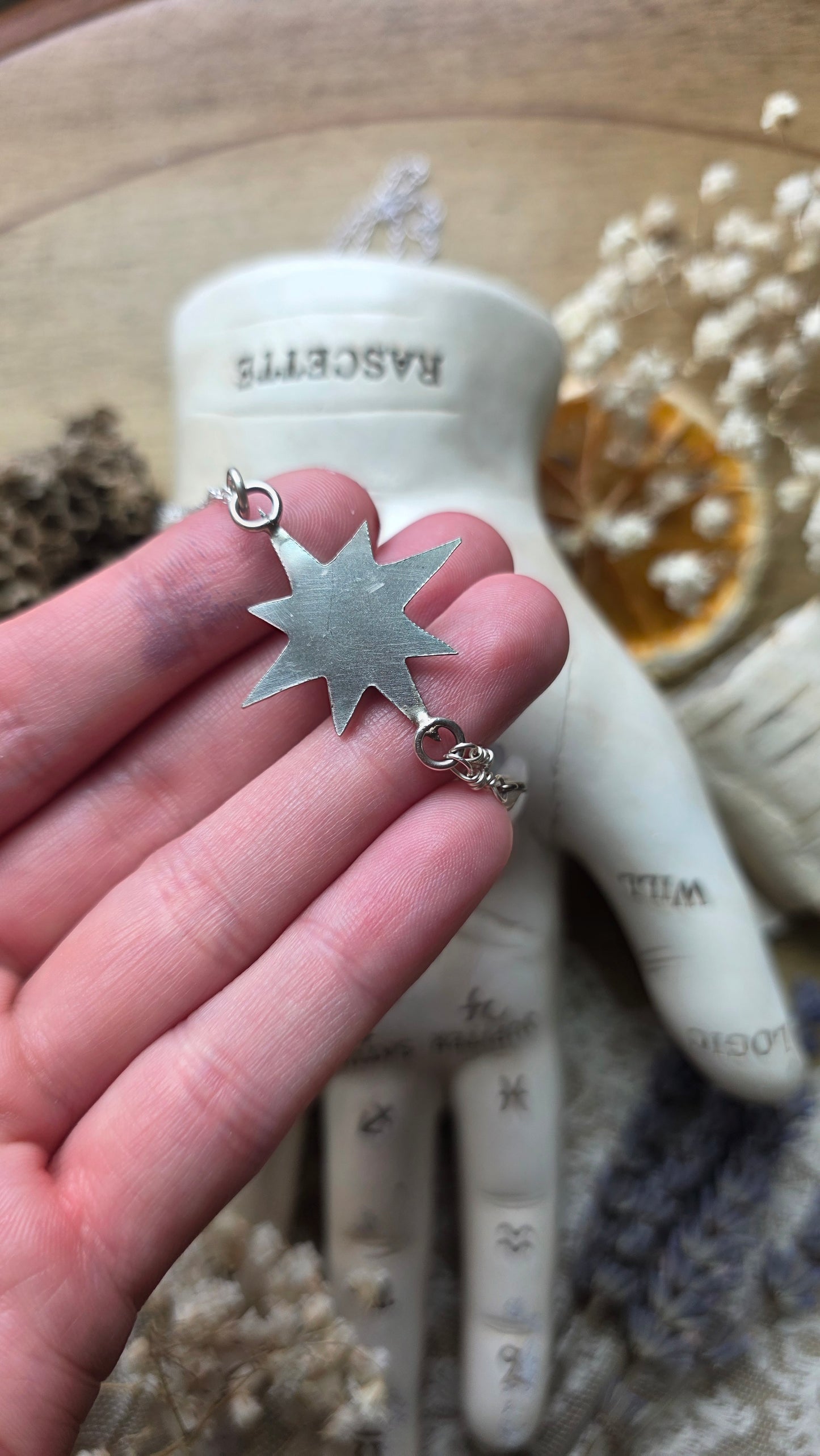 Sterling Silver Moonstone Star Necklace