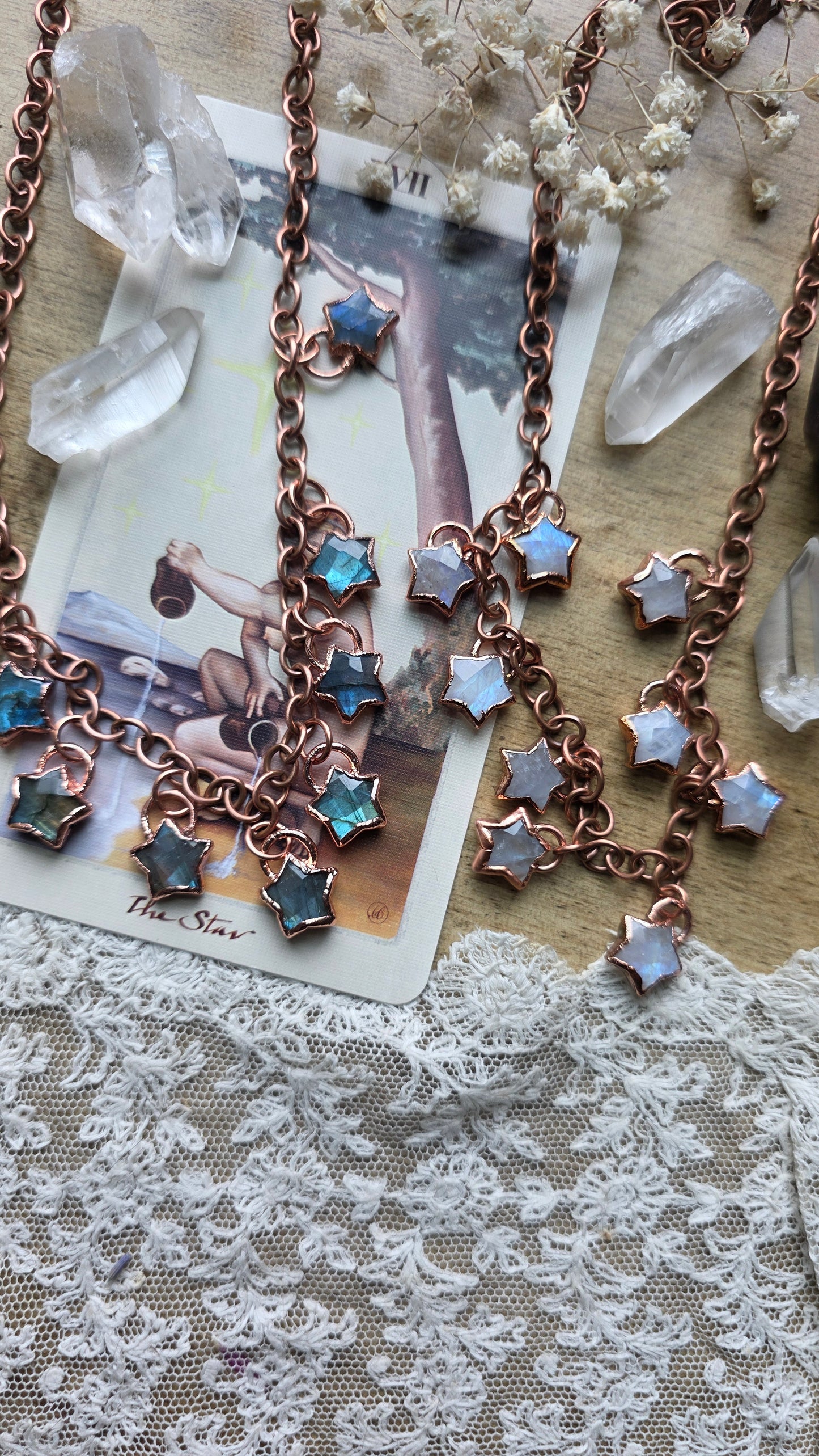MADE TO ORDER: Gemstone star statement necklace
