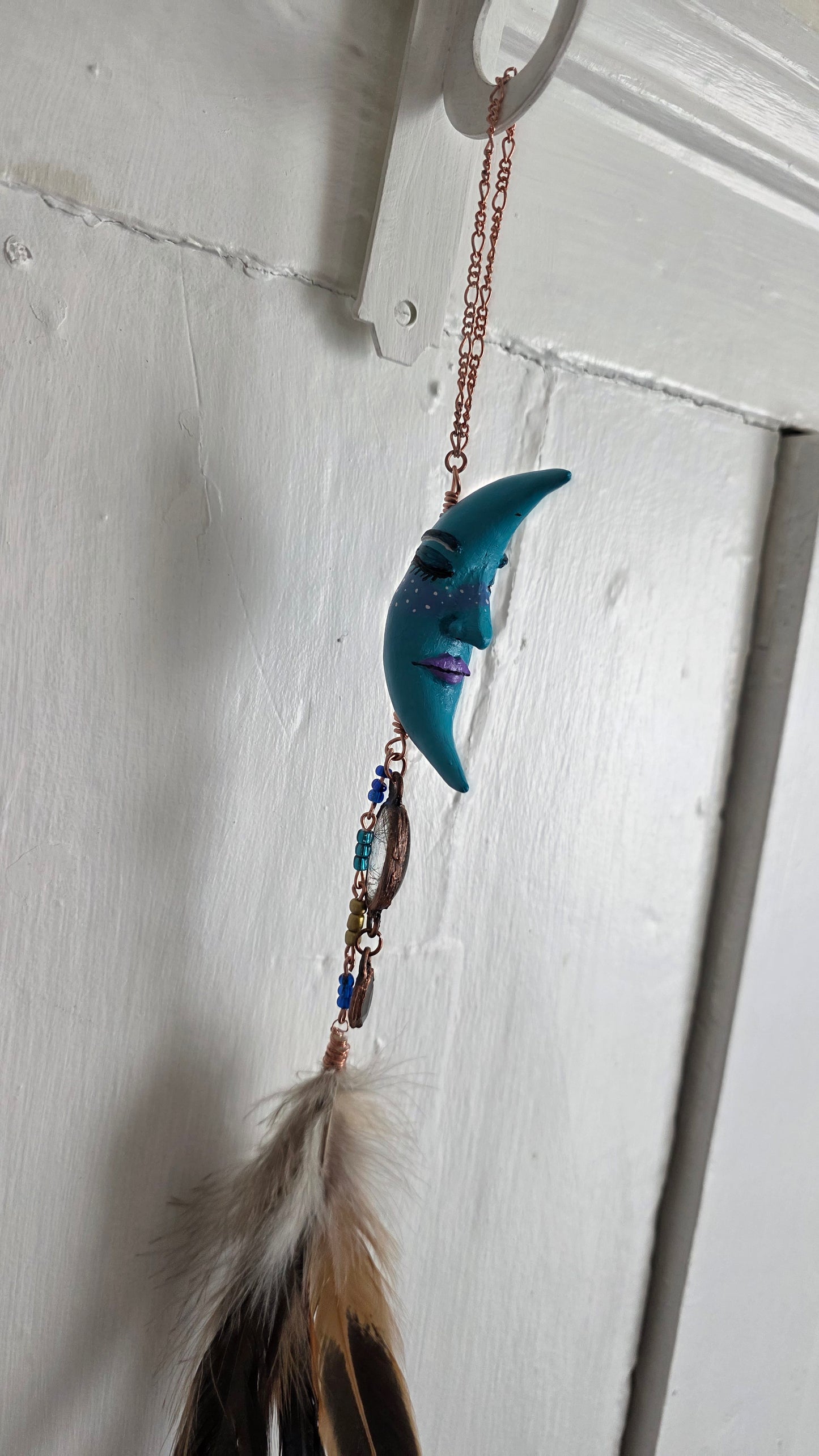 Moon Guardian Hand Sculpted Hanging Decor