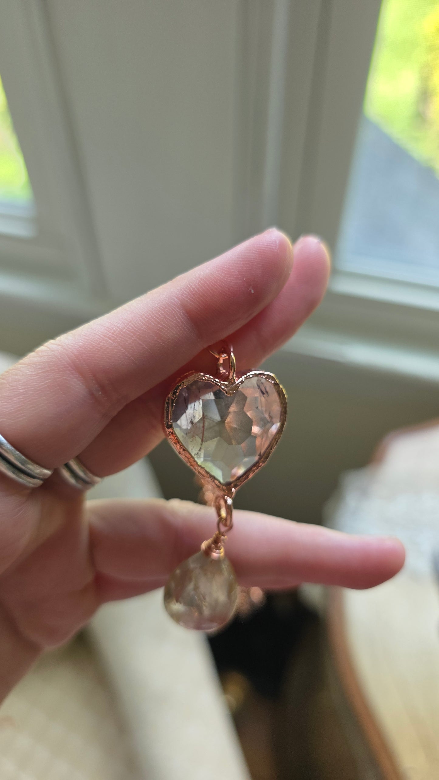 Faceted Ametrine Heart with Rutilated Quartz Copper Necklace