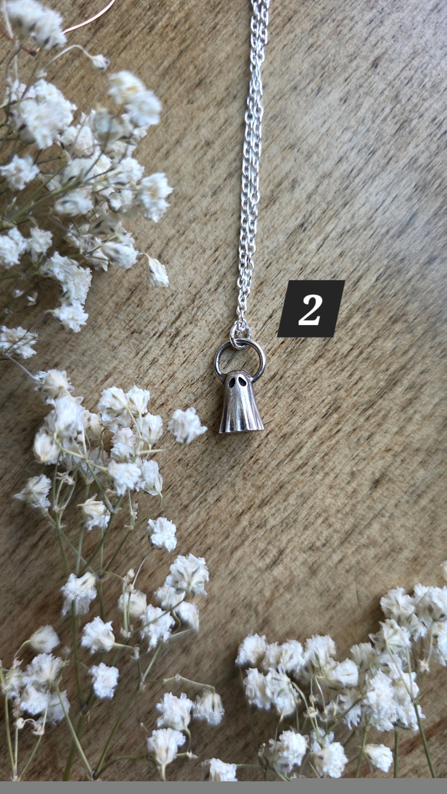 Sterling silver sheet ghost necklace