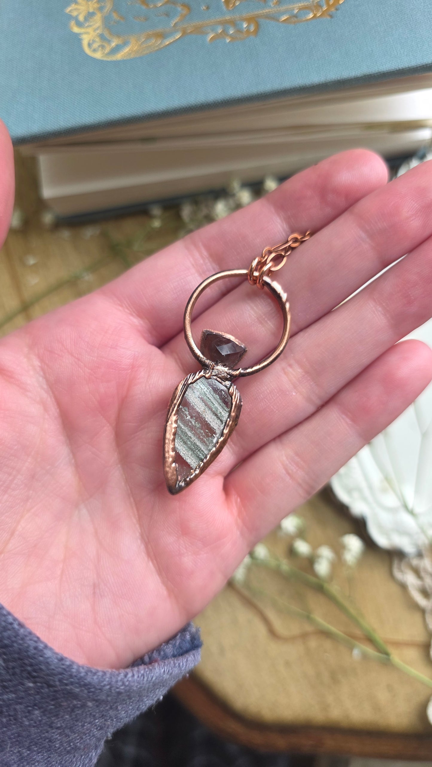 Phantom Quartz with Colombianite Copper Pendant