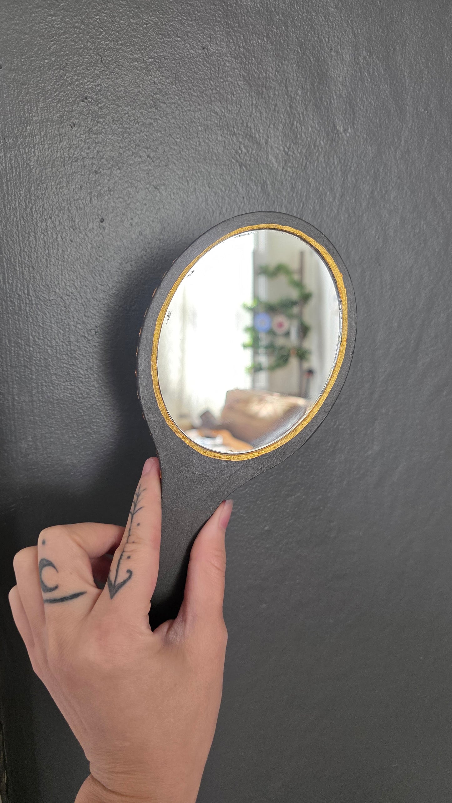 Hand Painted Wooden Hand Mirror
