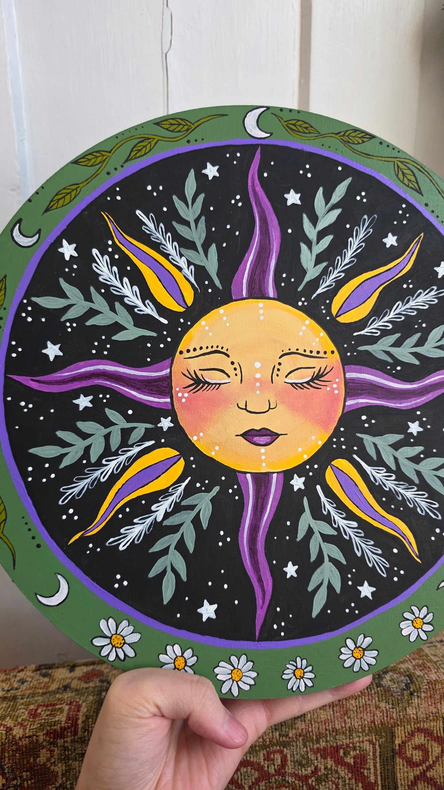 Spring Sun Acrylic on Wood Original Painting