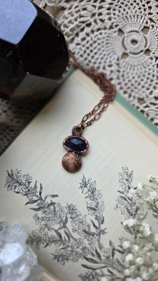 Rooted: Gem Kyanite with Real Shell Copper Necklace
