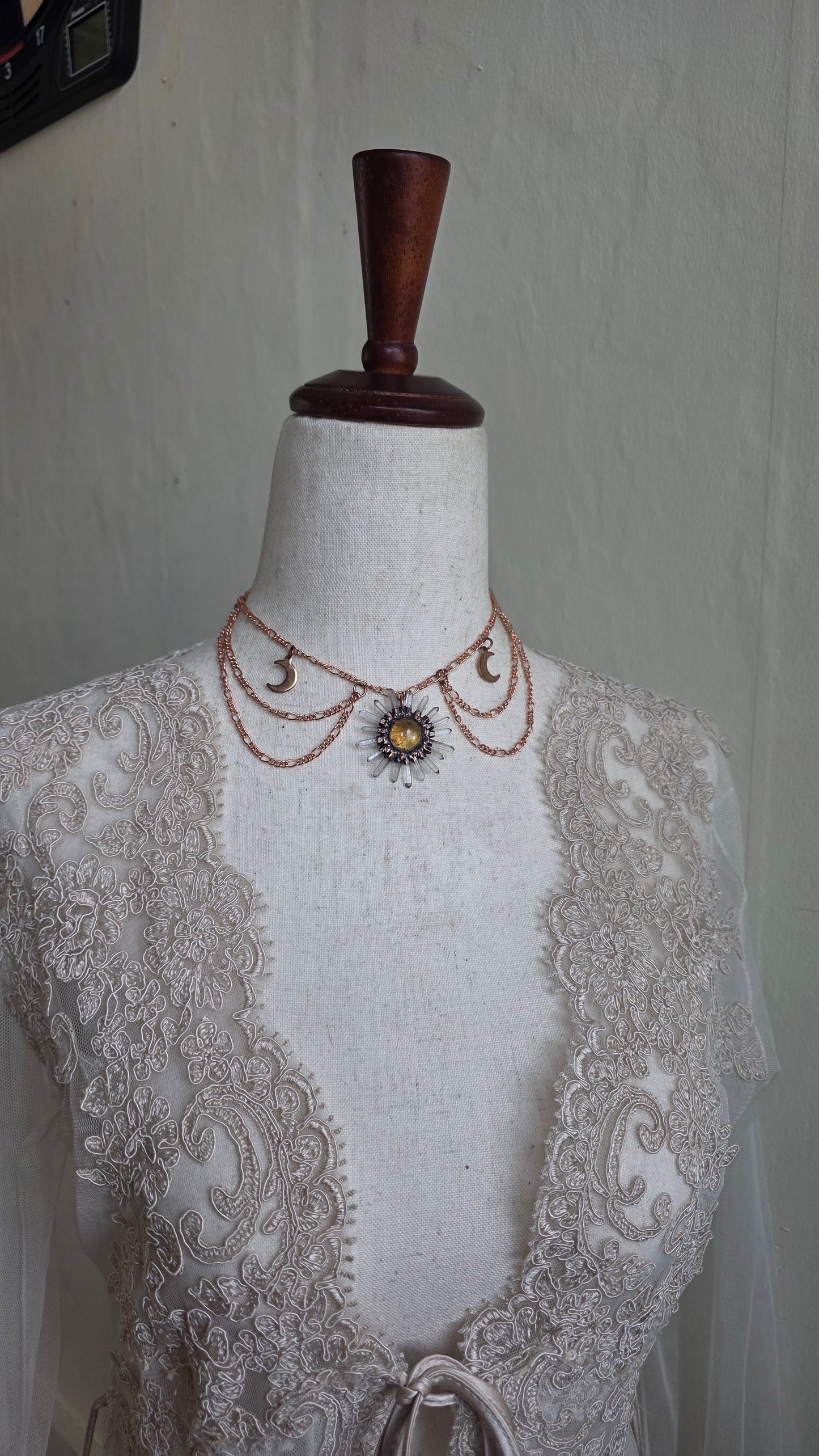 Cyra:  Amber Sun with Quartz Choker Necklace