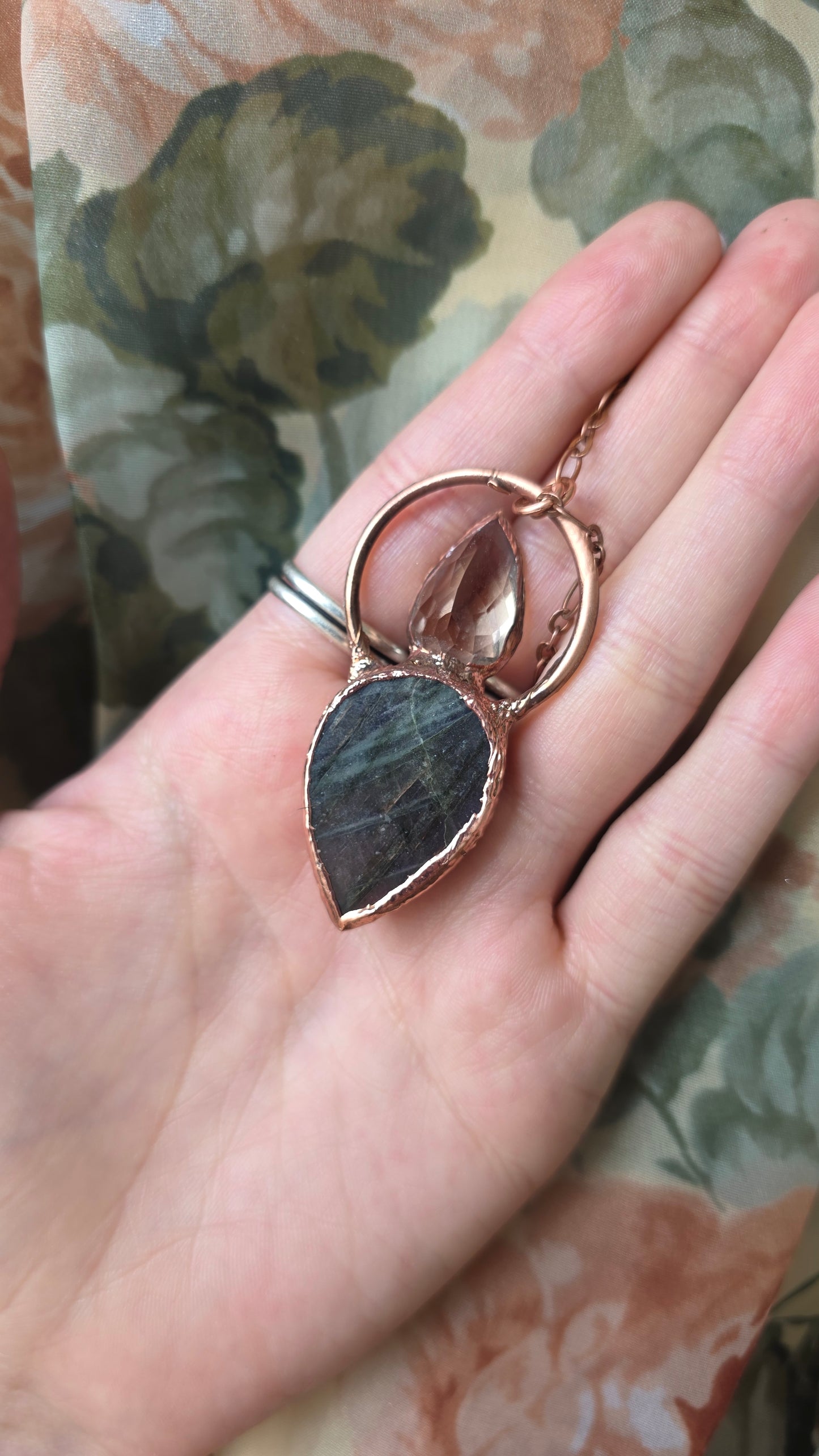Labradorite with Smokey Quartz Copper Necklace