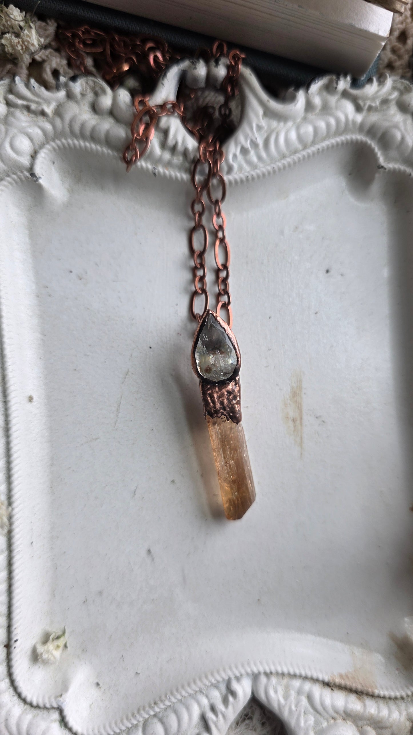 Imperial Topaz with Aquamarine Copper Necklace