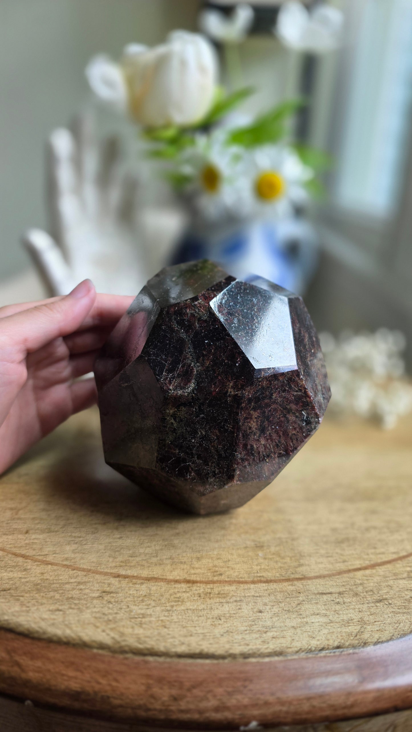 Large polished garnet dodecahedron