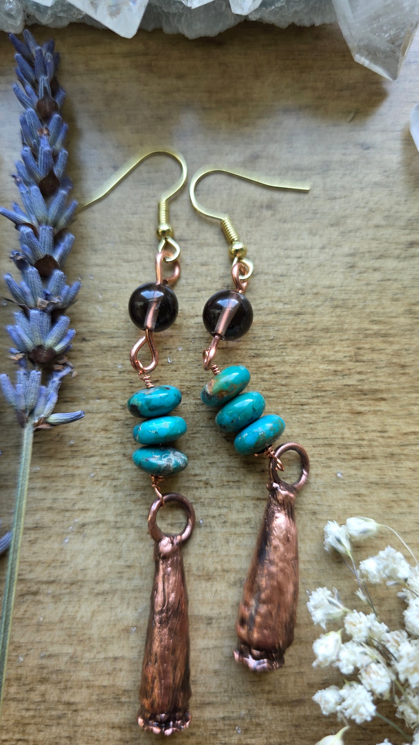 Copper Encased Poppy Pod Dangle Earrings