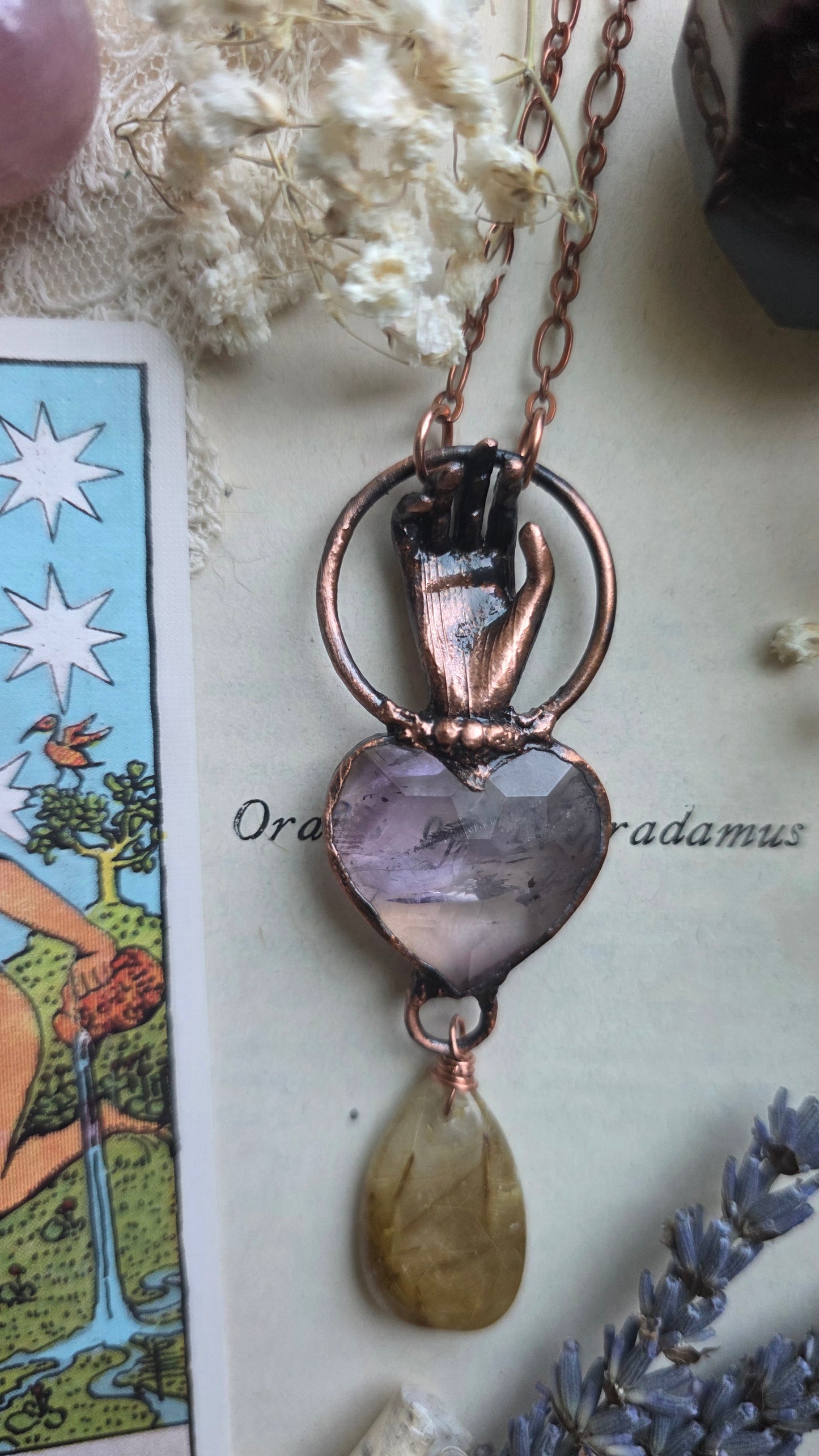 The Seer: Ametrine Heart with Rutilated Quartz
