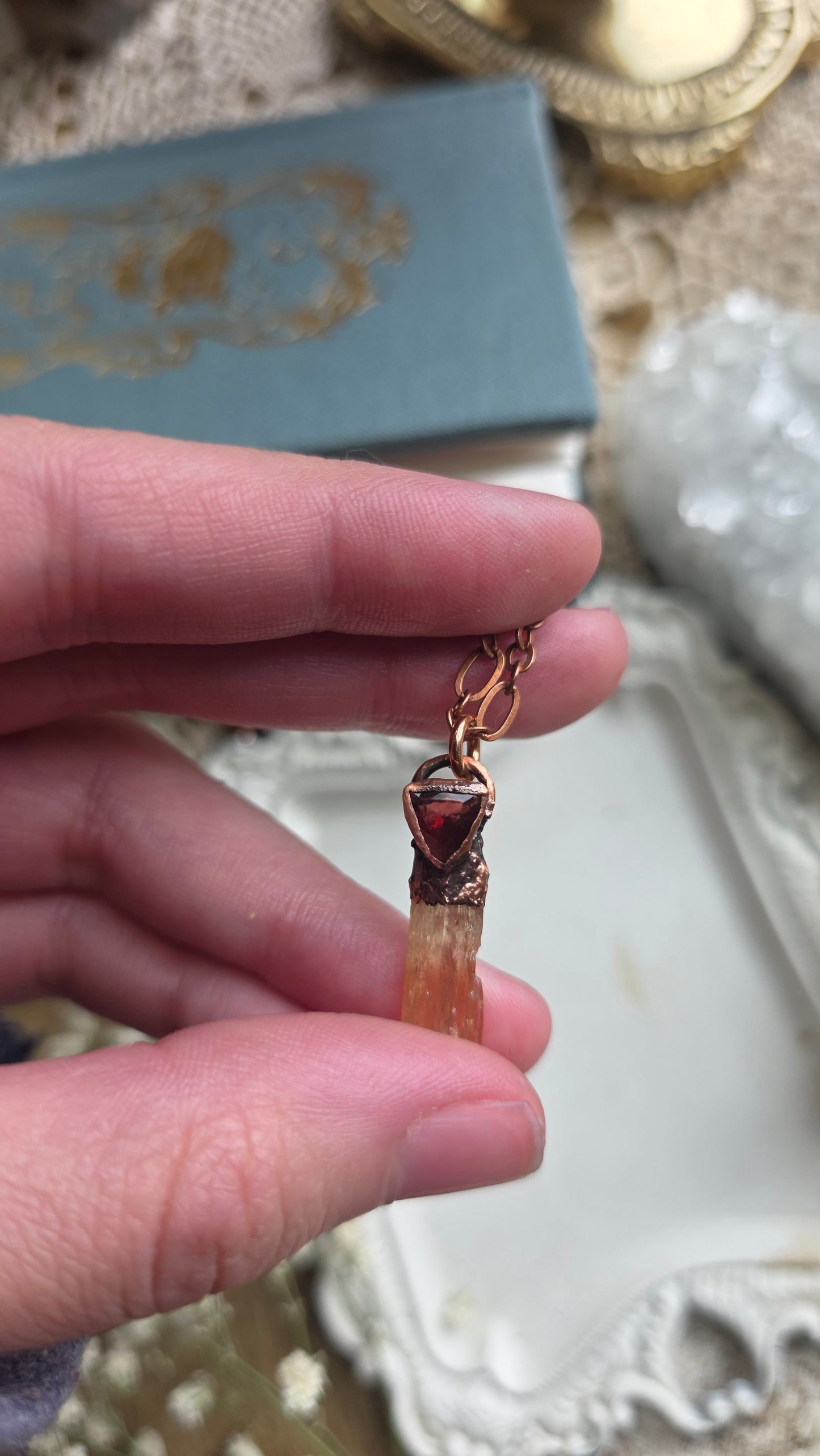 Imperial Topaz with Garnet Copper Necklace