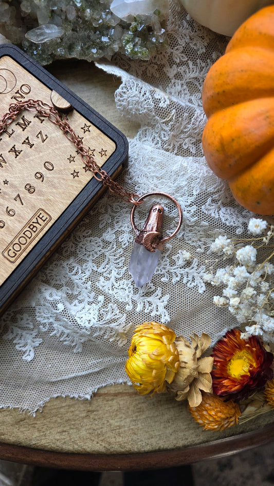 jdrewsilvers and xtwii collaboration: Copper Quartz Sheet Ghost Necklace