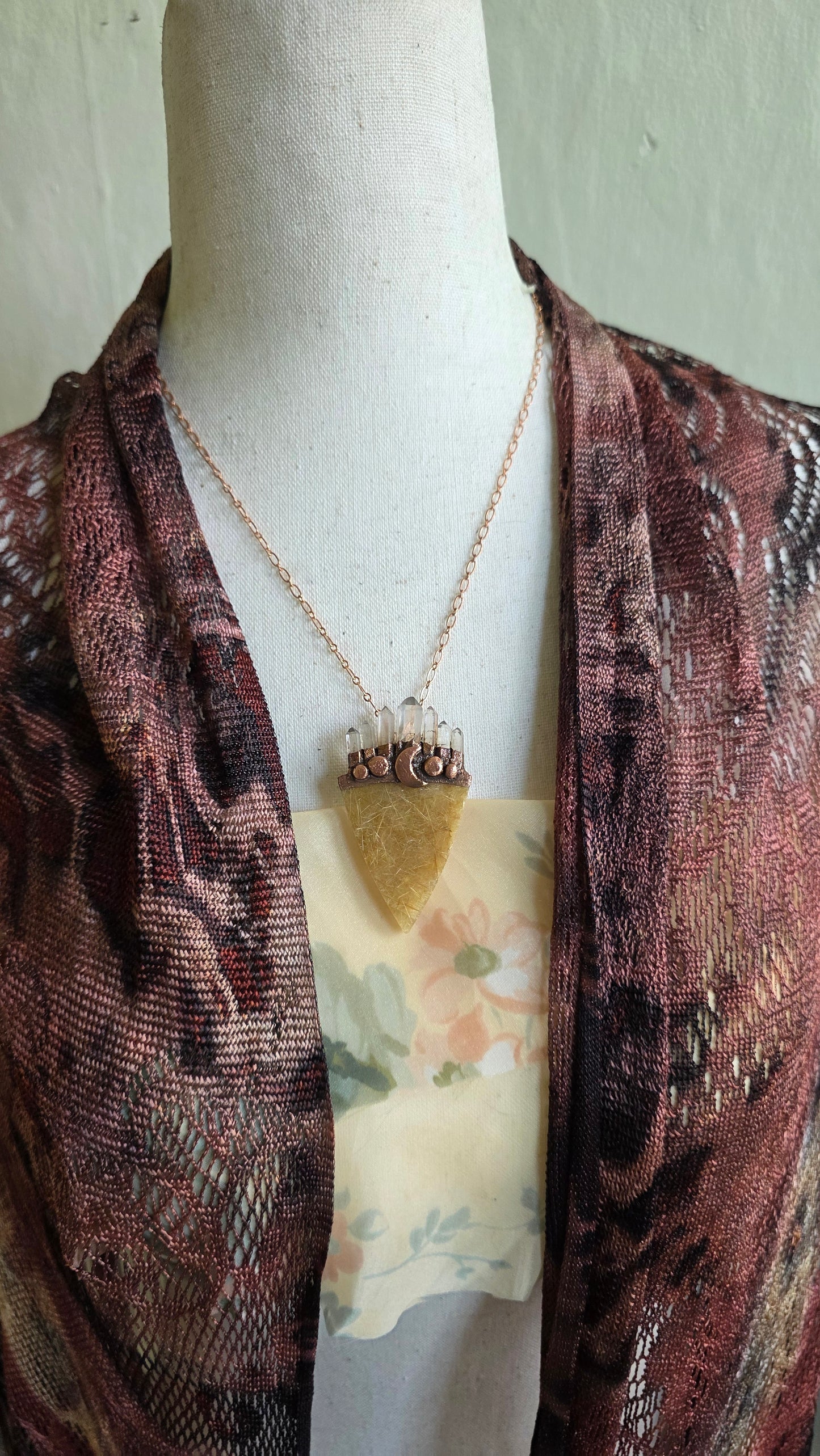 The High Priestess: Golden Rutilated Quartz Stardust Pendant